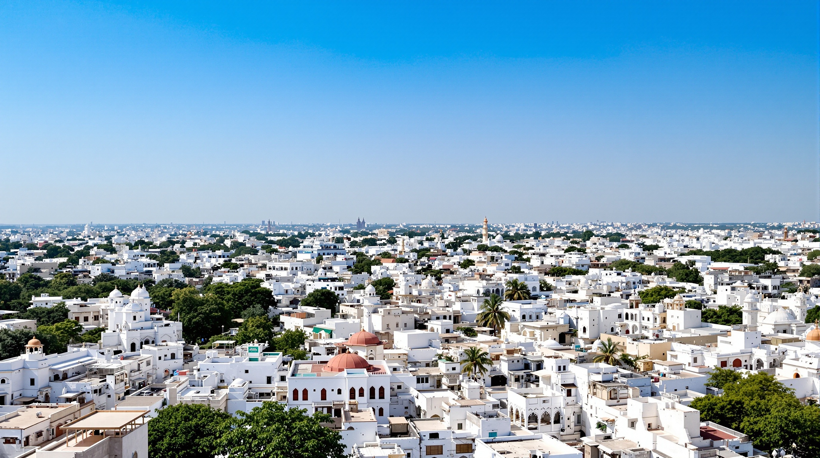 Aerial view of Bhuj city showing traditional architecture and urban landscape