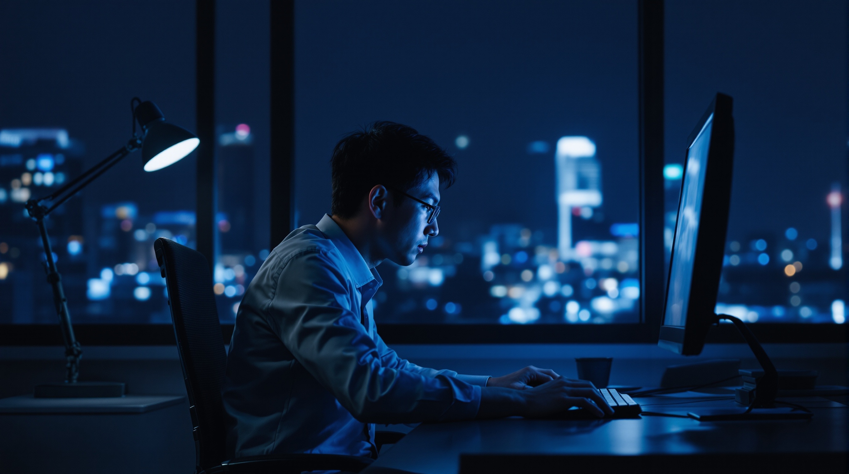 夜遅くまで働く経営者