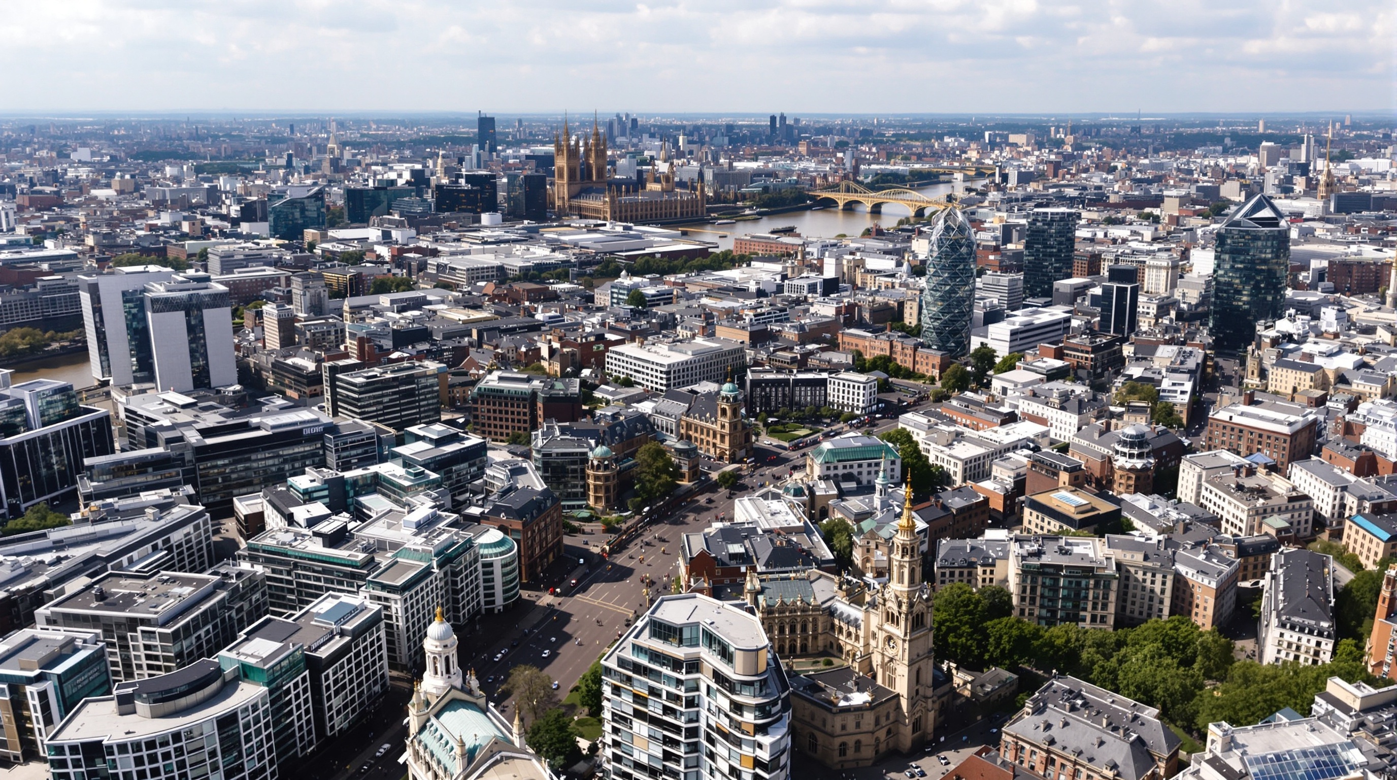 Aerial view of Westminster and Central London coverage area