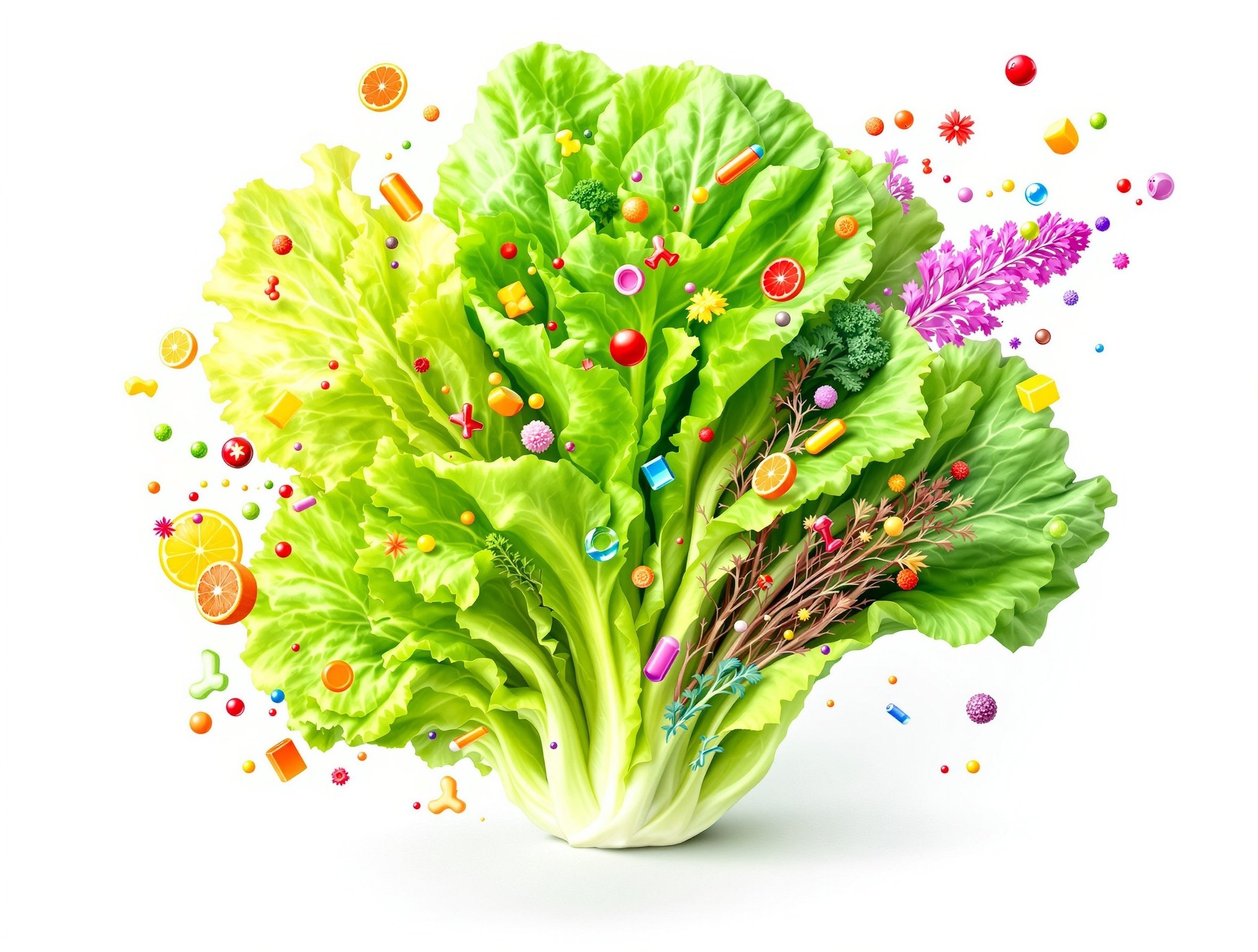 상추의 영양 성분을 시각적으로 표현한 인포그래픽 스타일 이미지