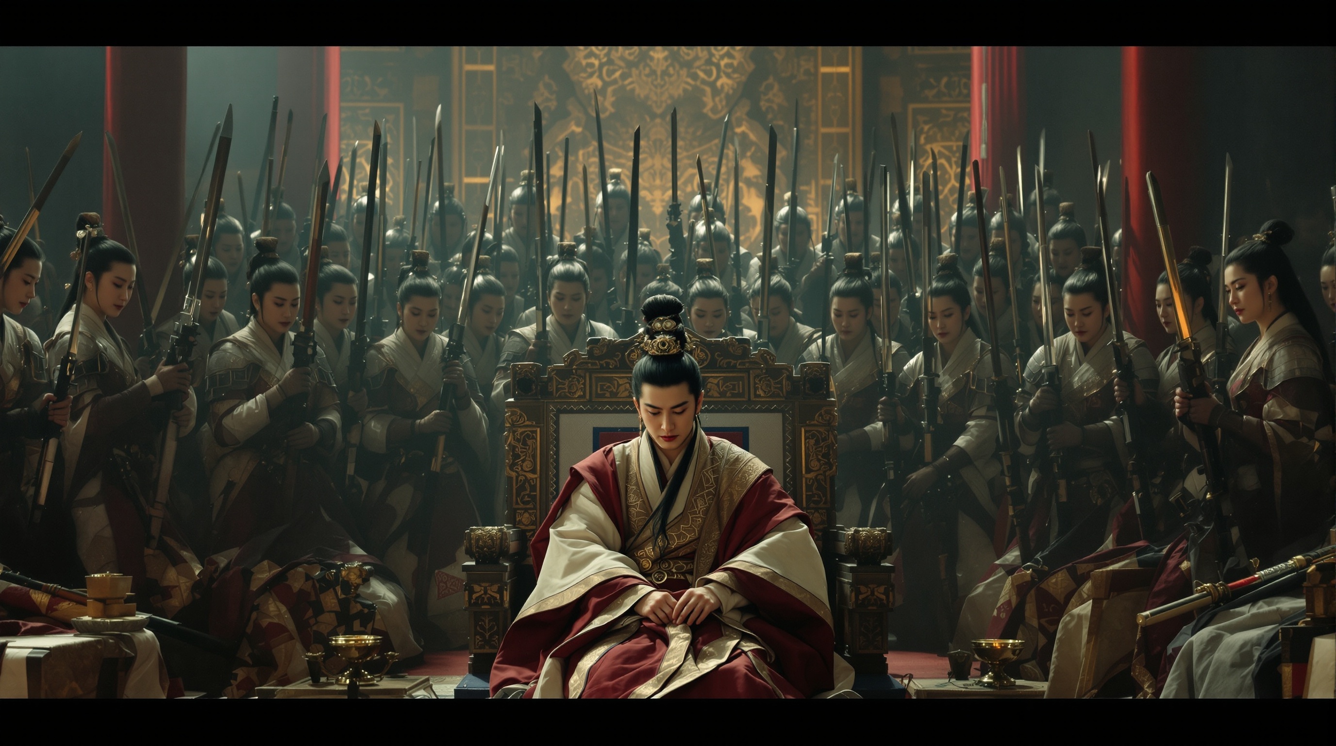 孫夫人との政略結婚の緊張感を表現するイラスト