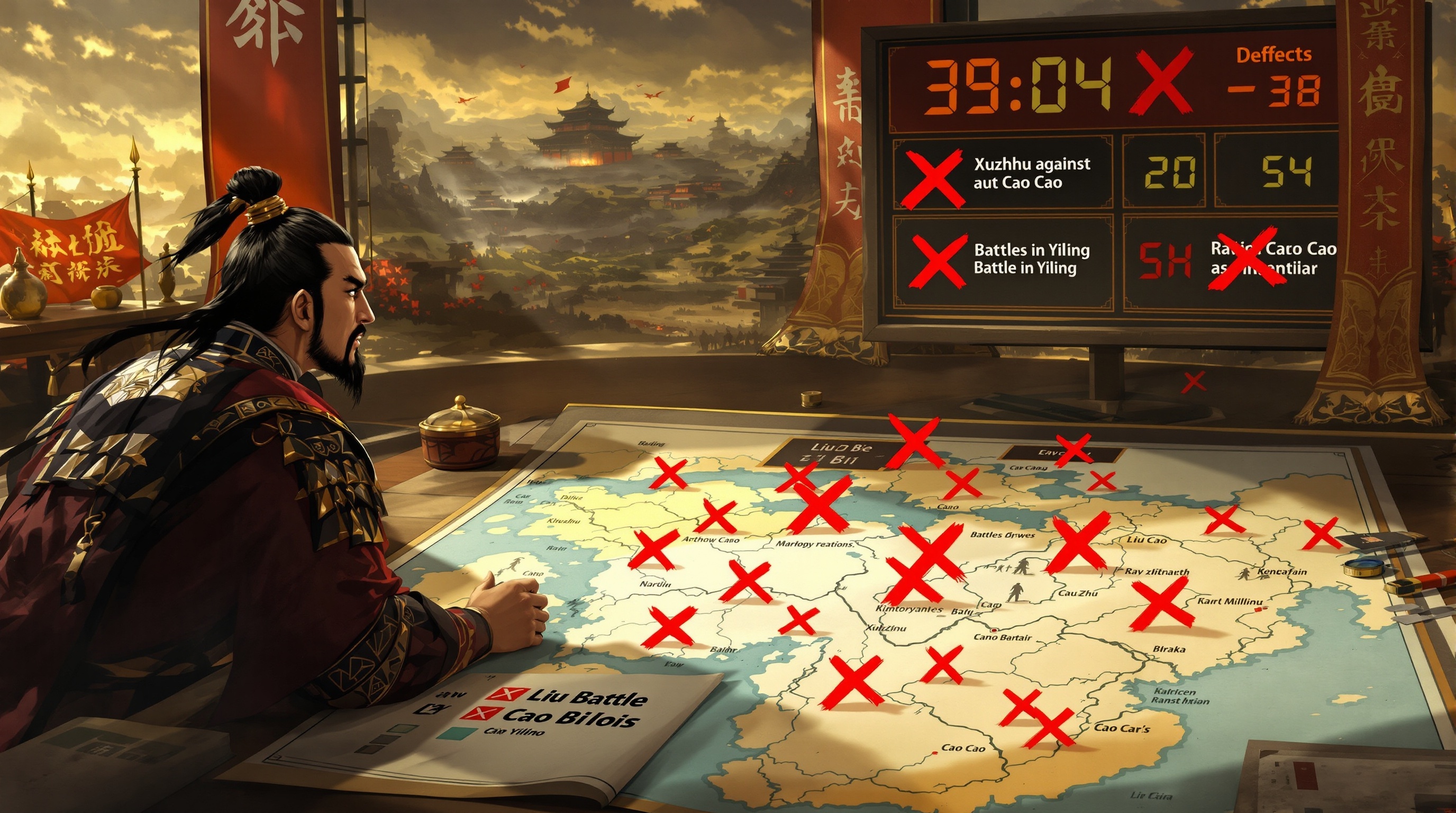 劉備の軍事的失敗を表現するイラスト