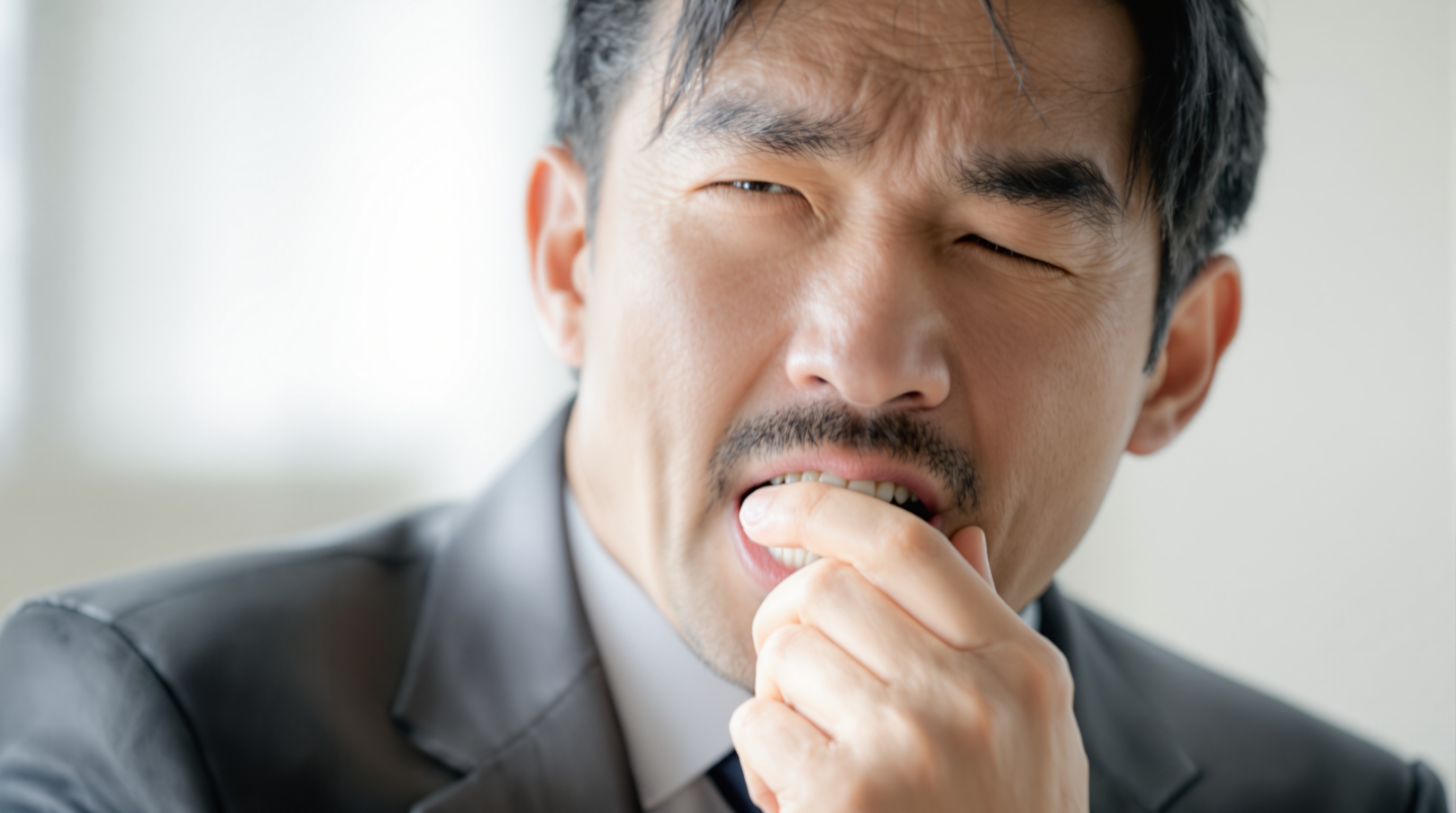 口臭を気にする男性