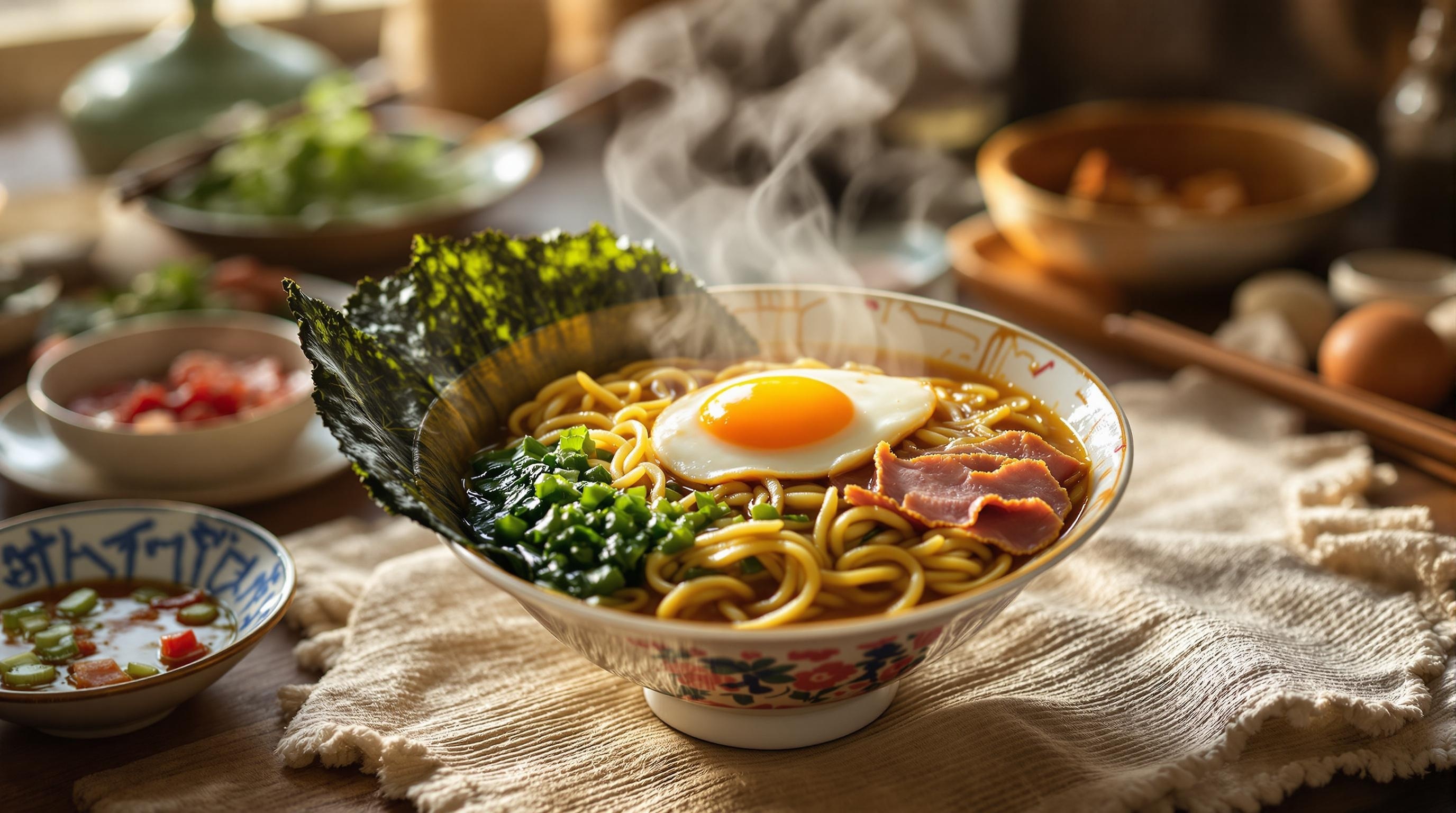 ราเมงสำเร็จรูปแบบญี่ปุ่นที่ทำในบ้านชนบทไทย