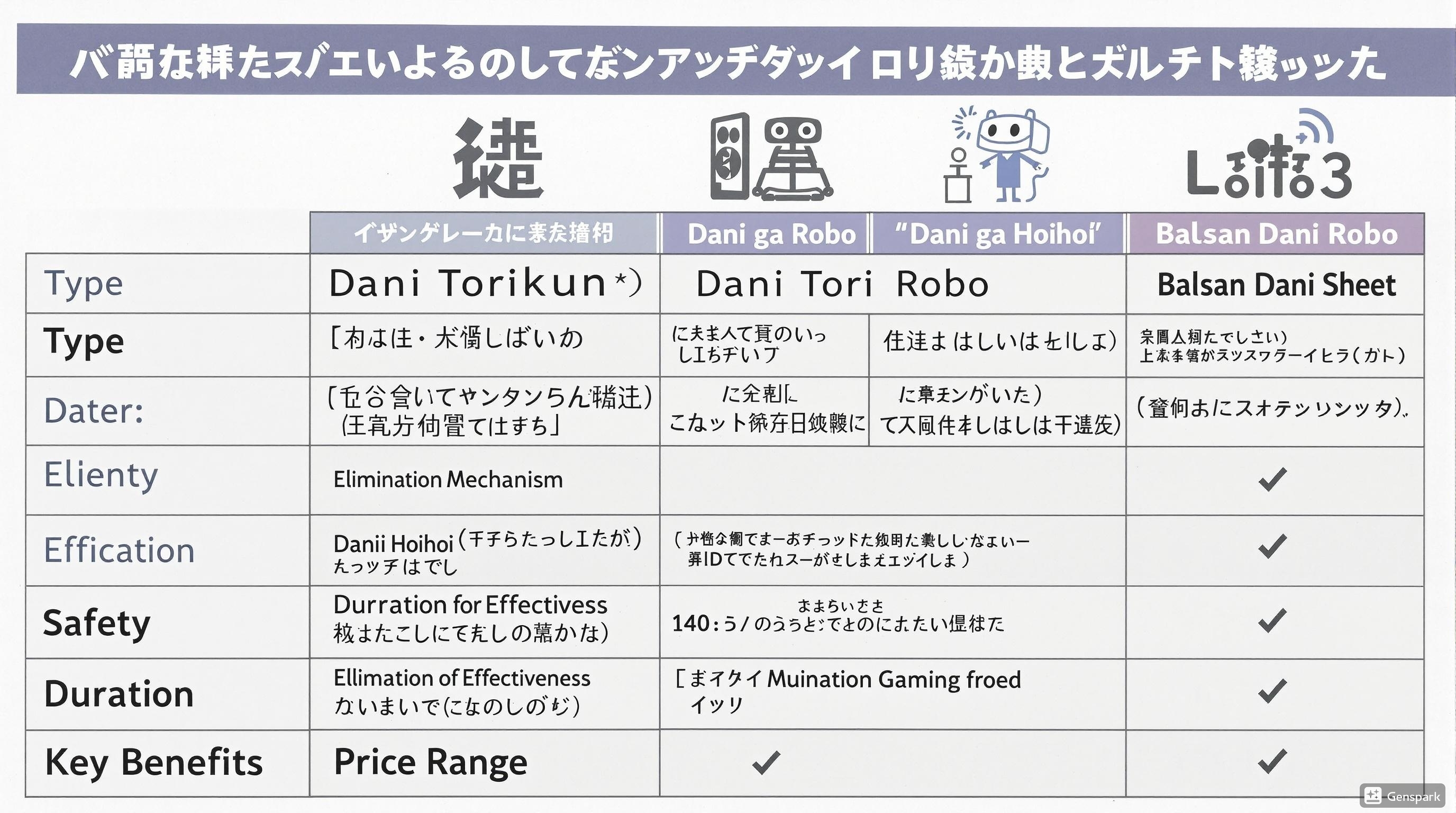 ダニ捕りくん 競合製品比較表