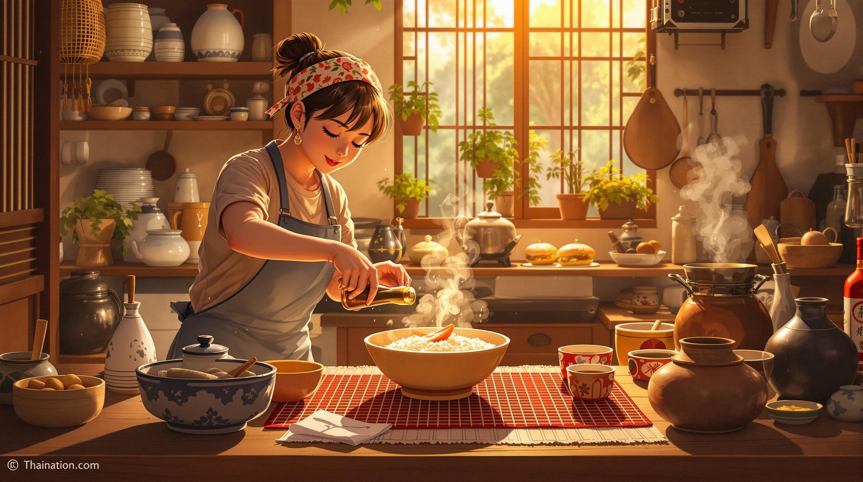 Making Neko Meshi in a Thai countryside kitchen