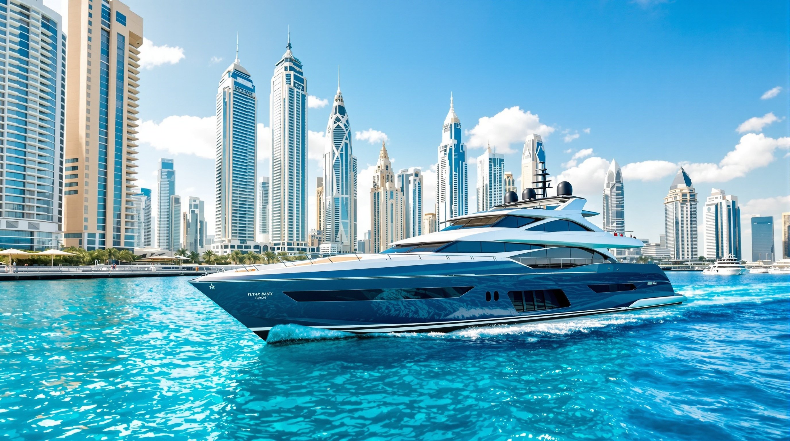 Luxury yacht in Dubai marina