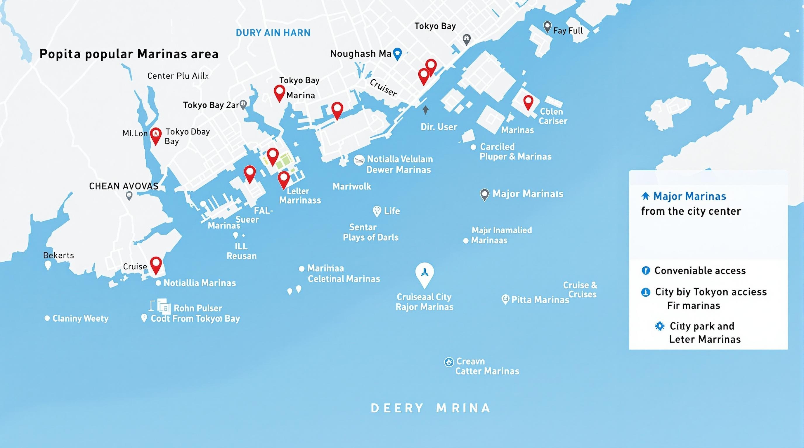東京湾エリアの人気マリーナを示す地図風イラスト
