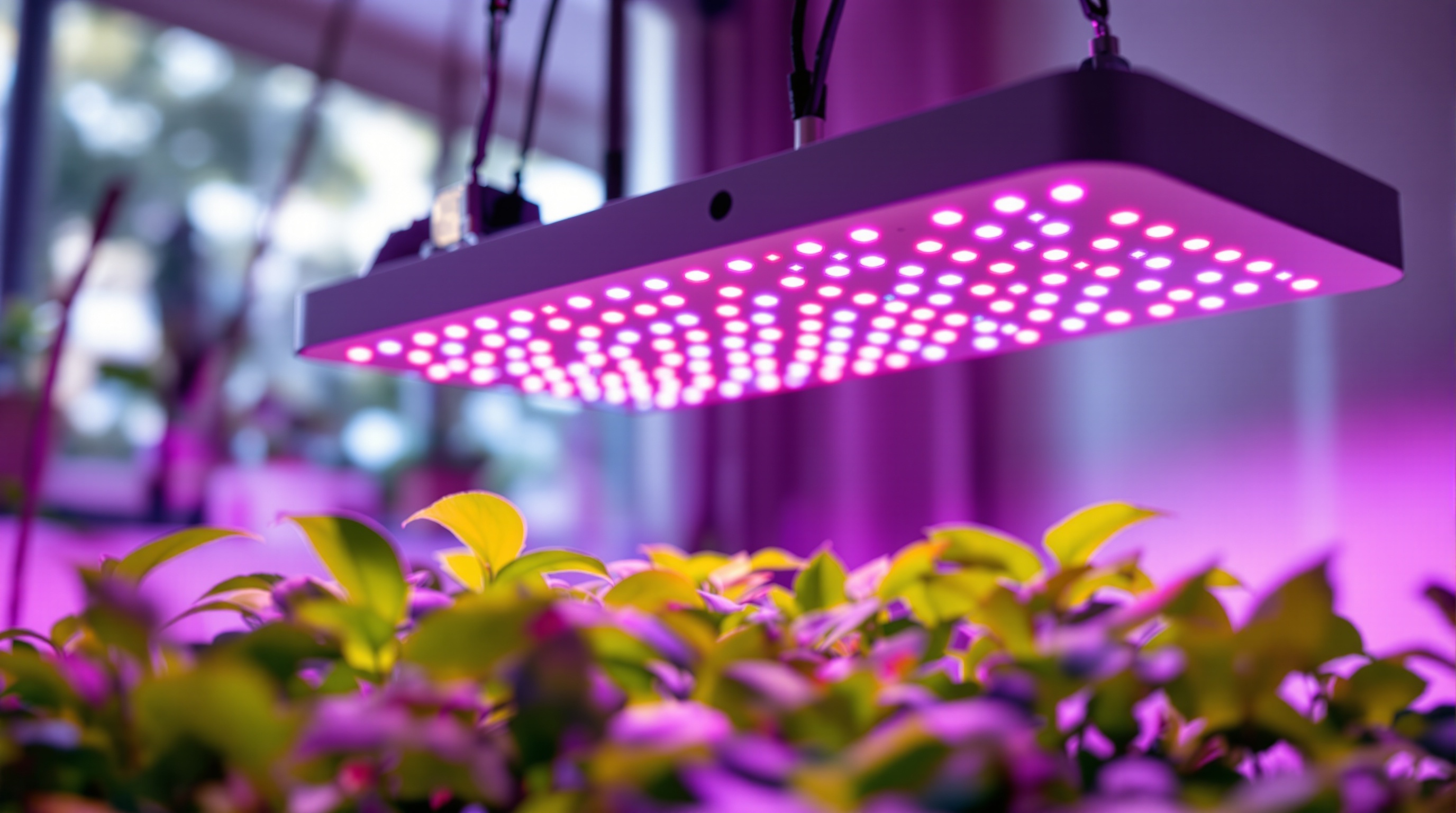 Современная LED фитолампа над комнатными растениями