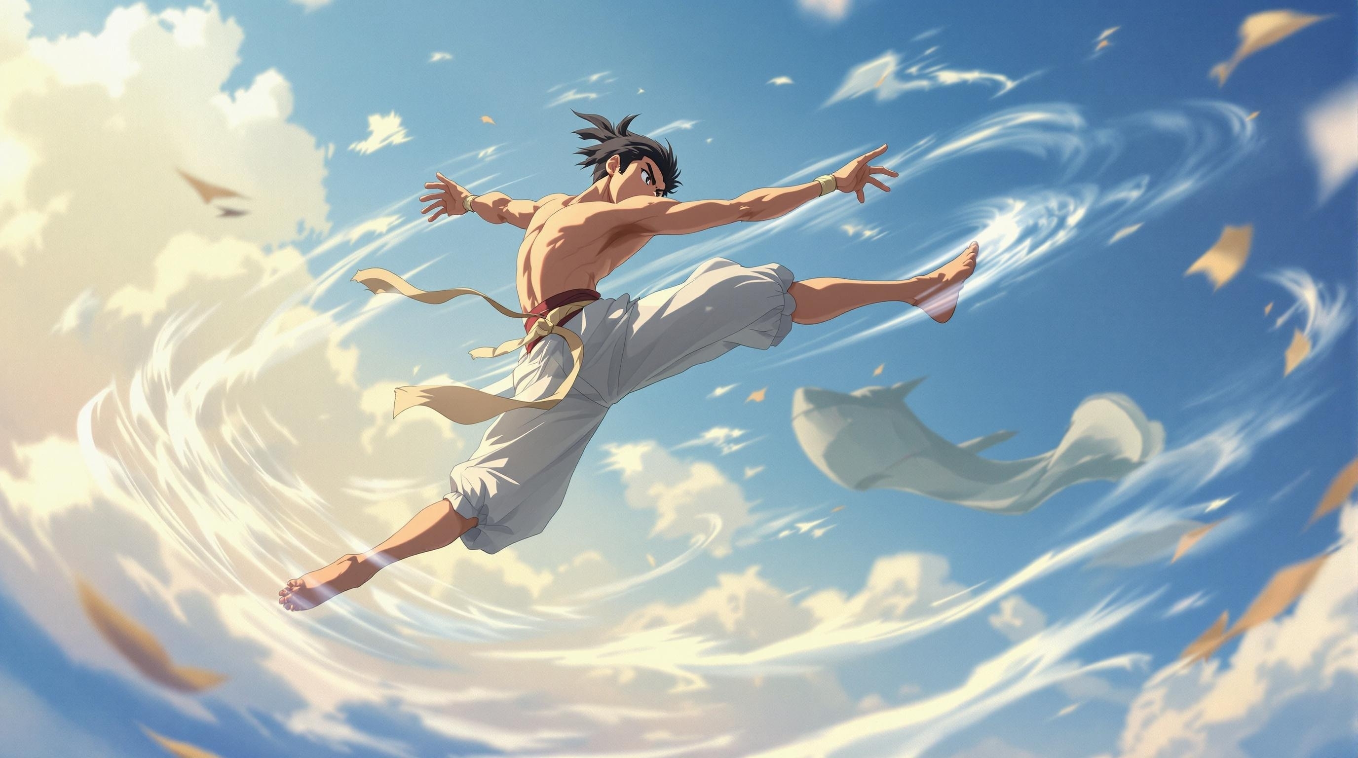 宫崎骏风格的武术场景插图1