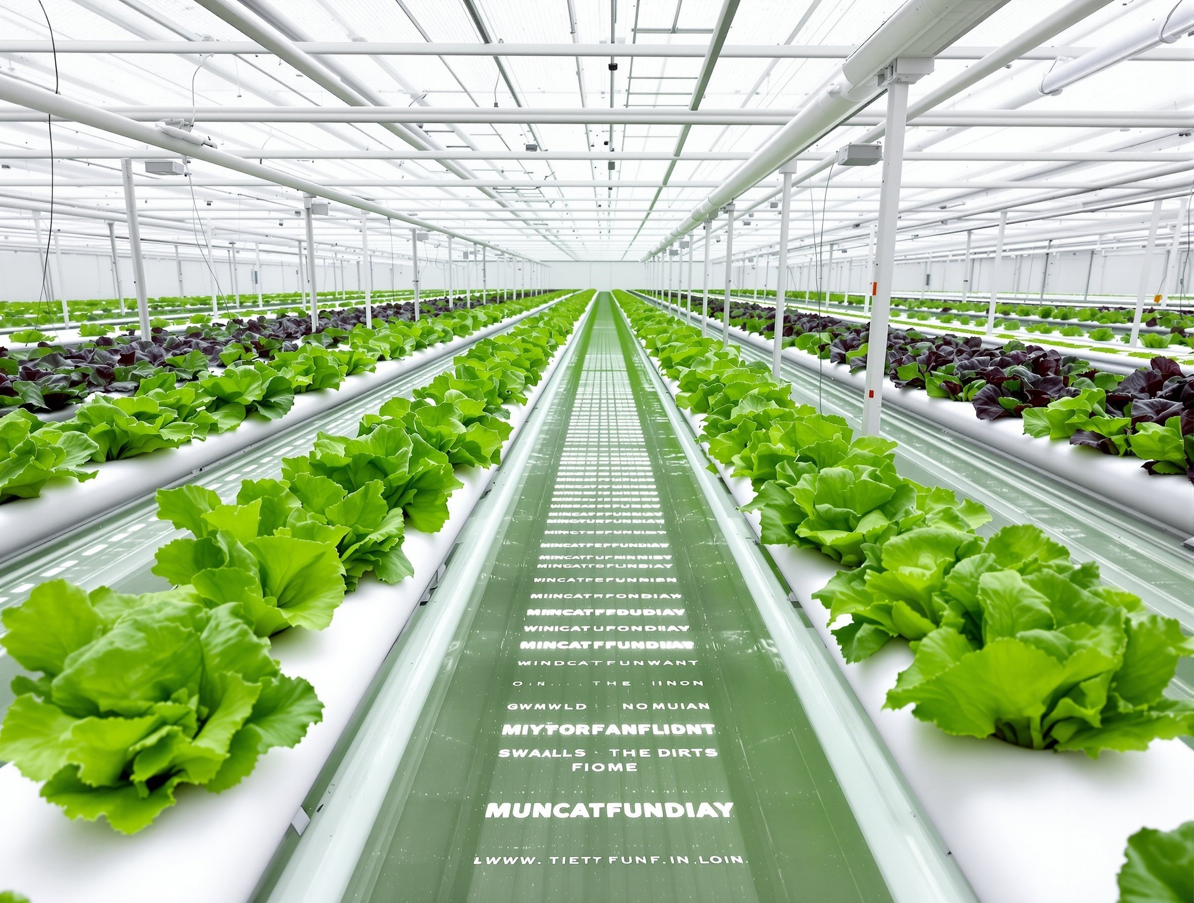 현대적인 상추 수경재배 시설의 모습