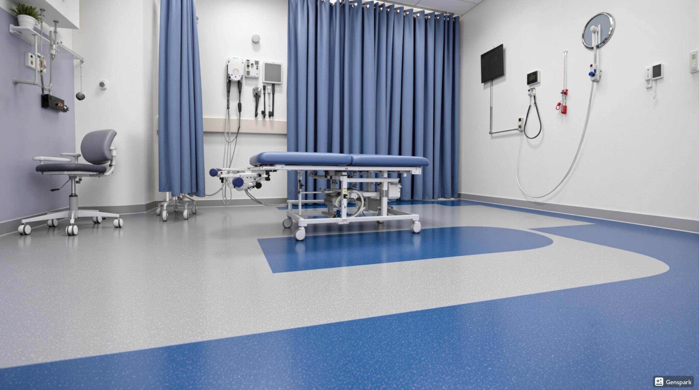 Non-slip rubber flooring in Dubai hospital physical therapy room with soundproof properties