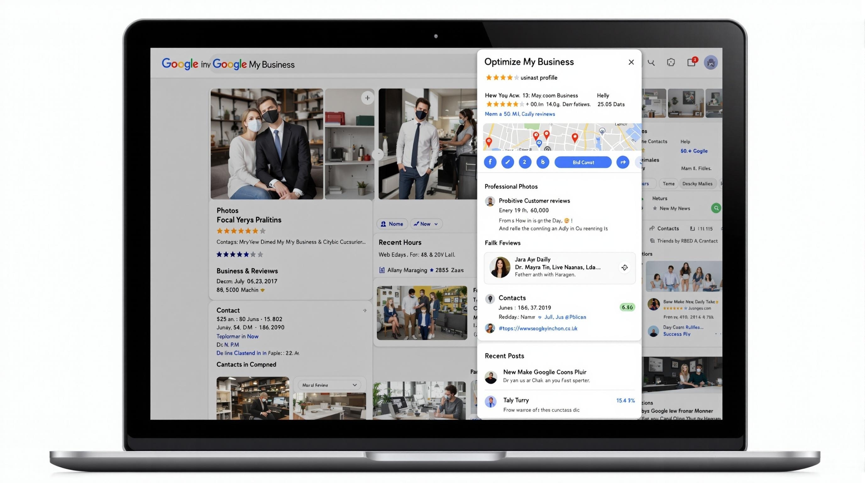 Optimized Google My Business dashboard showing local SEO elements for Dubai businesses