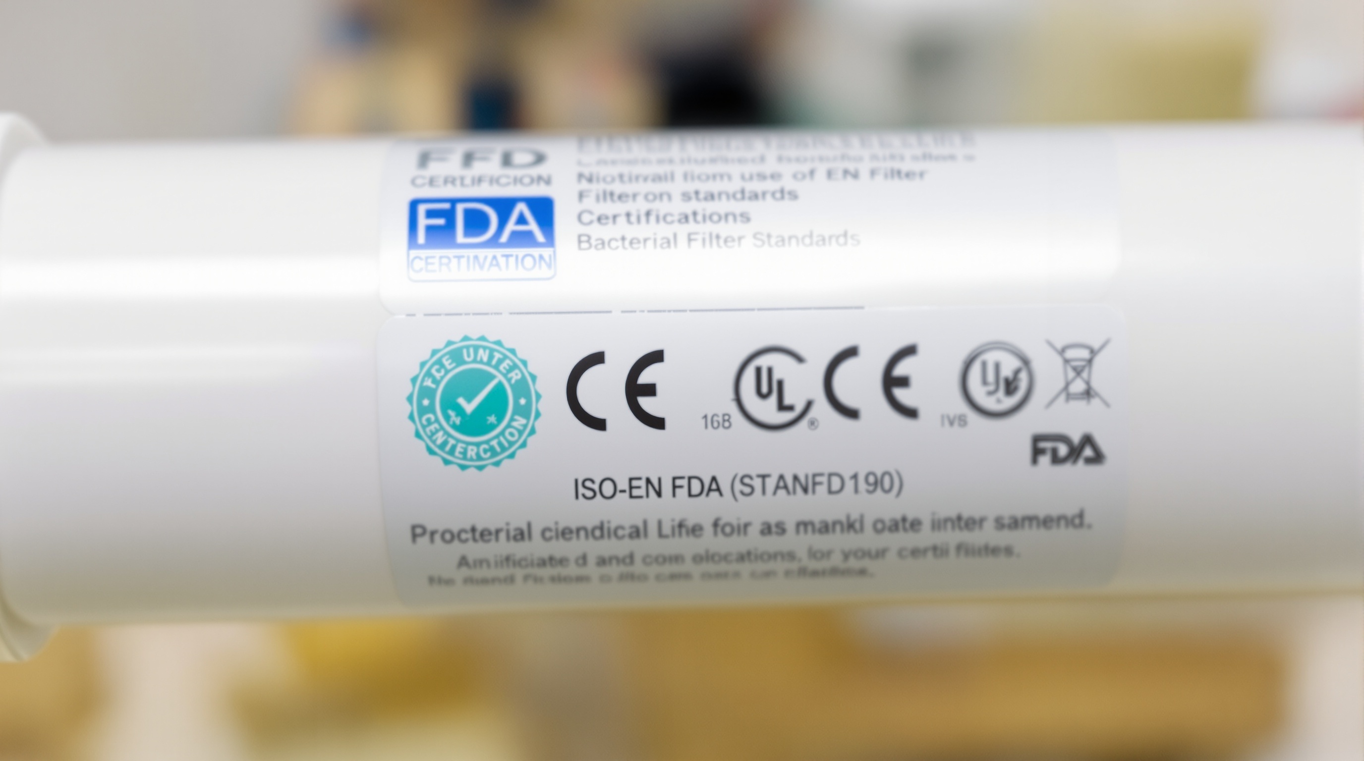 LABELS ET CERTIFICATIONS SUR FILTRE BACTÉRIOLOGIQUE