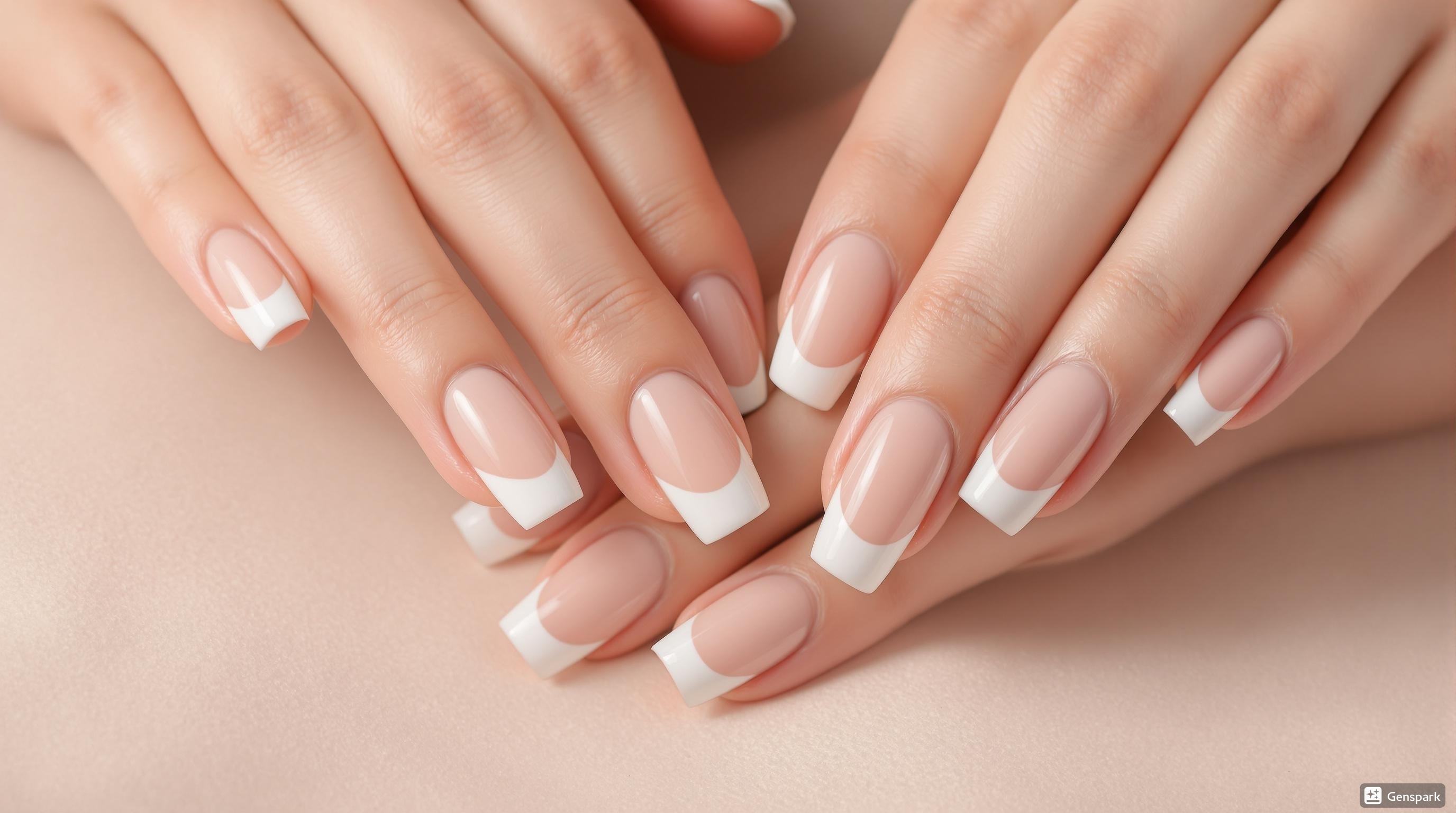 Beautiful coffin French tip nails