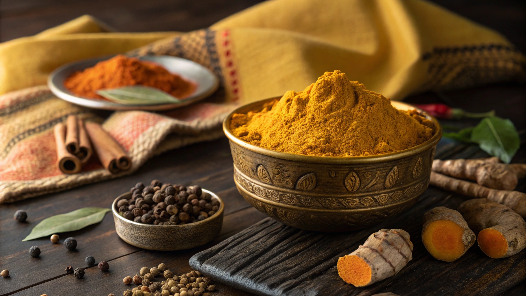 Traditional turmeric ingredients for golden milk