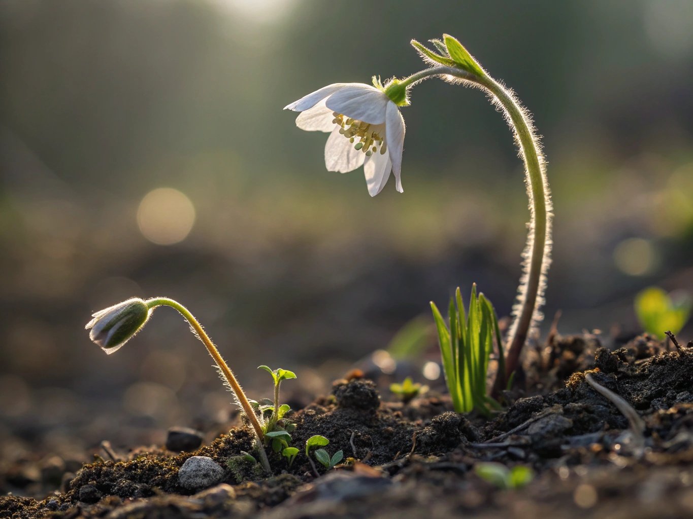 시든 꽃과 새싹