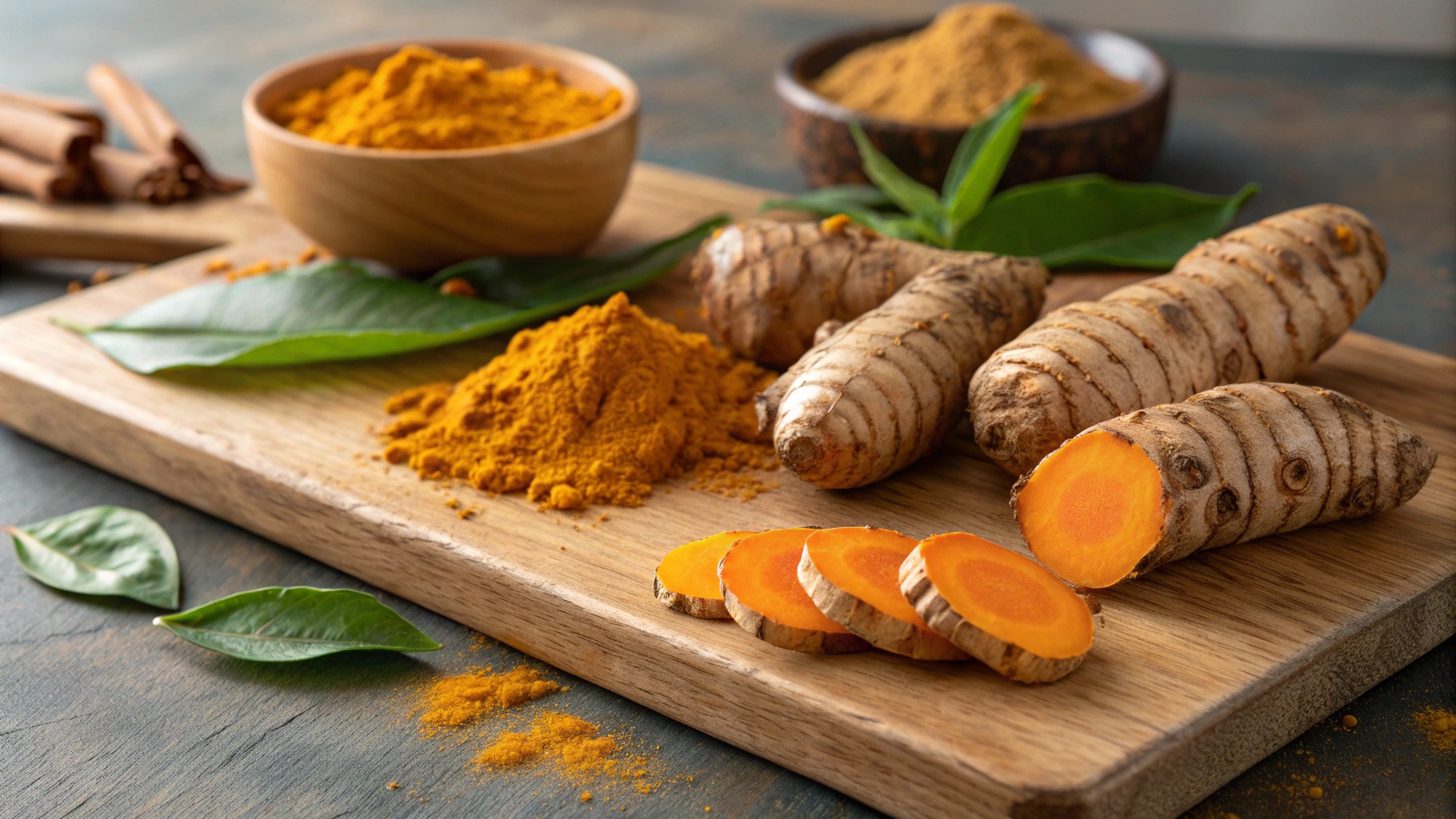 Fresh turmeric rhizomes showing golden texture and natural form