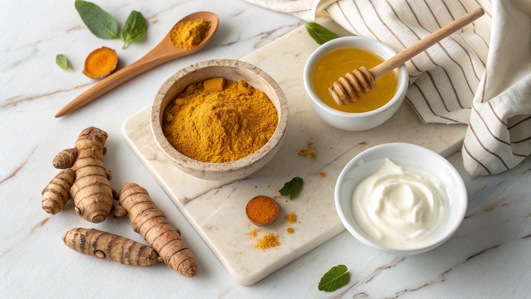 Turmeric face mask preparation with natural ingredients