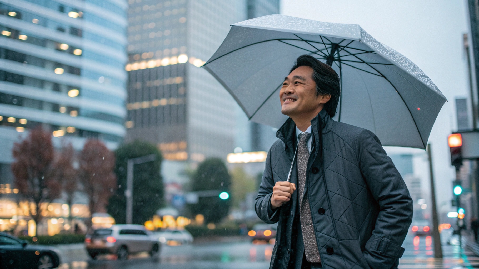 雨の日の通勤イメージ