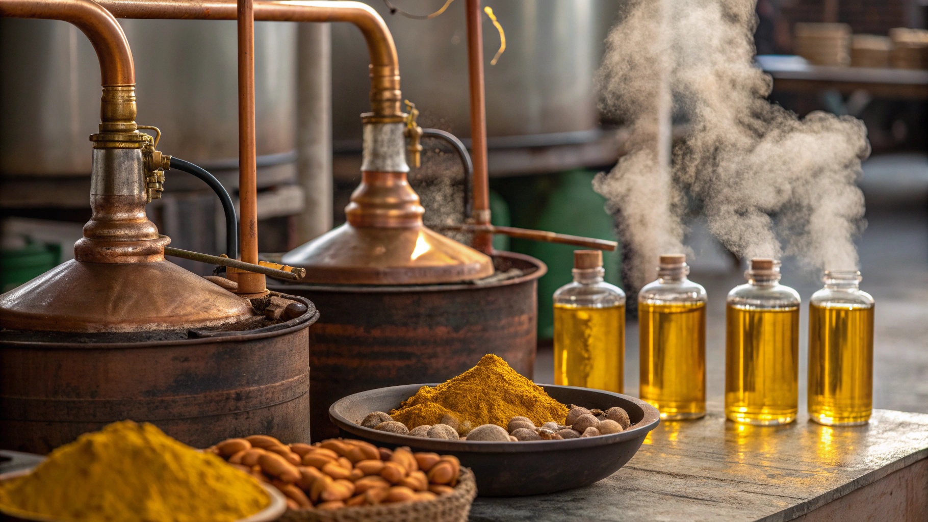 Turmeric essential oil distillation process