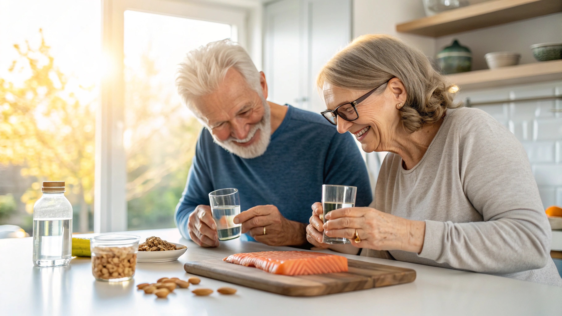 건강한 노인 부부 오메가3 복용