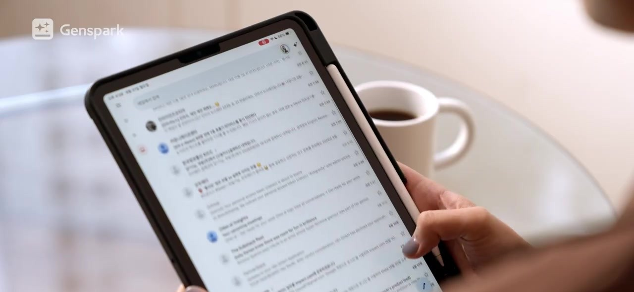Checking GenMail on a tablet