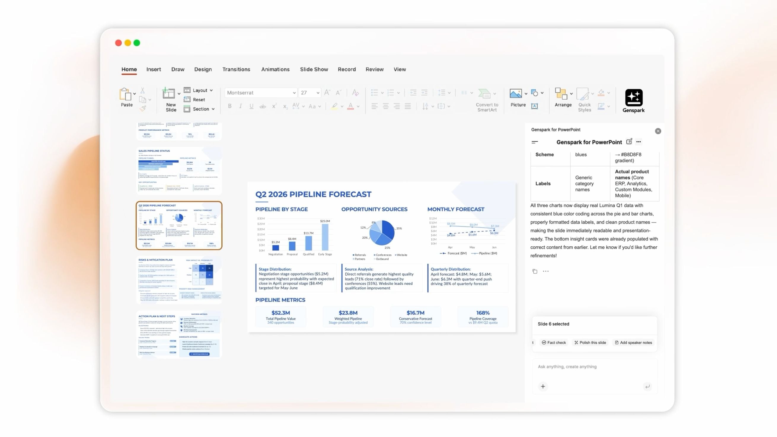 Genspark AI Agent in PowerPoint