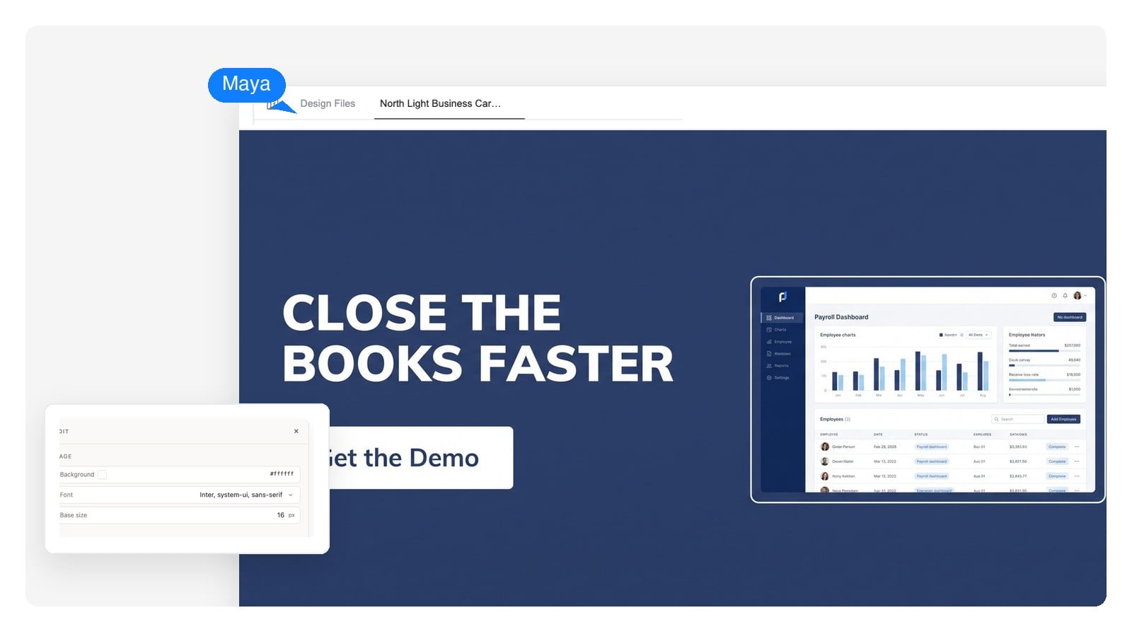 Landscape payroll platform lead-gen ad with a benefit-led headline and a Get the Demo button