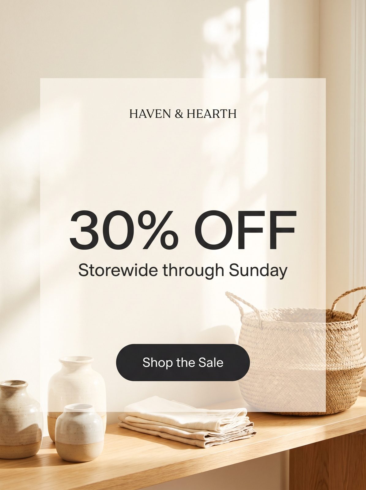 4:5 summer sale feed ad with 30% OFF as the dominant element and a Shop the Sale button