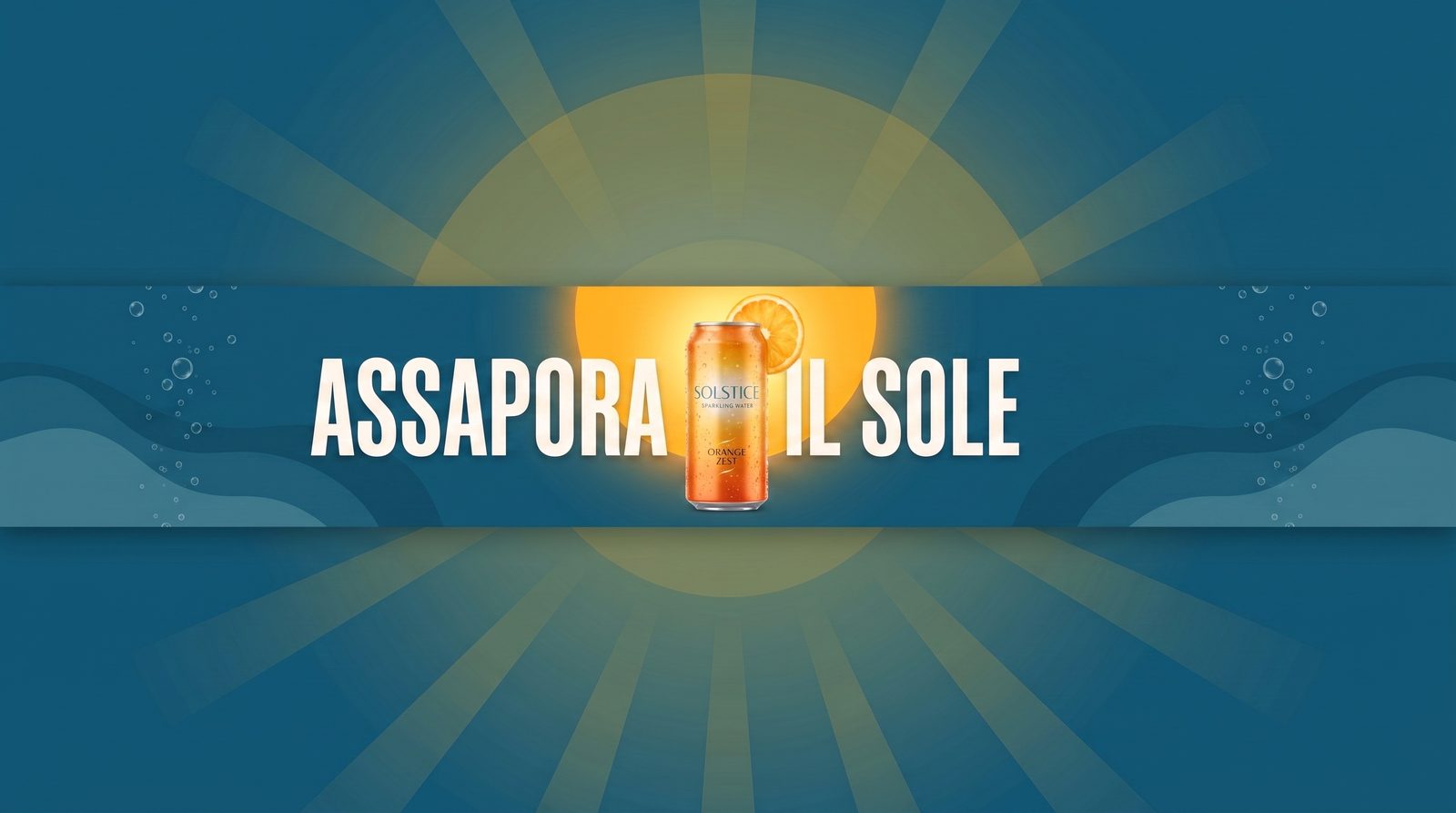Campagna della bibita reimpaginata come banner del canale YouTube da 2560×1440 con il messaggio nell'area sicura