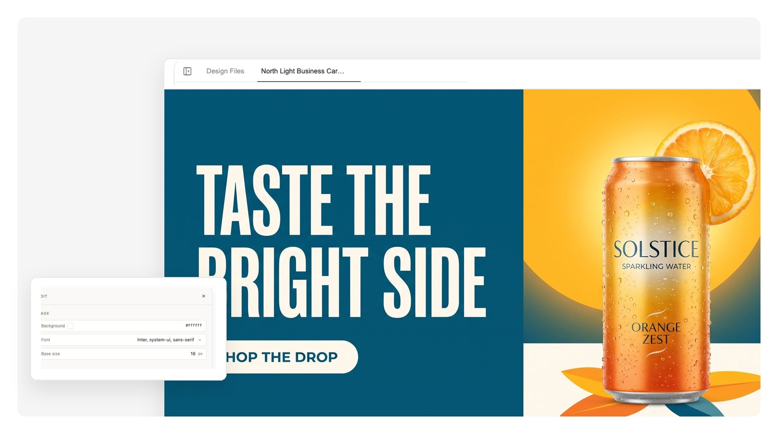 Drink campaign banner laid out as a 1200×628 social link post