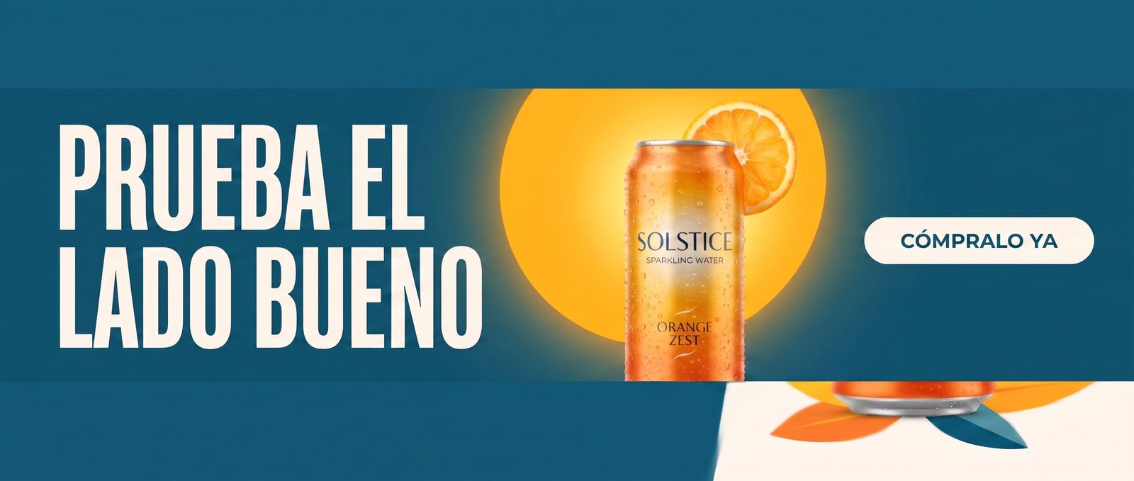 La misma campaña de bebidas re-maquetada como banner leaderboard estrecho de 728×90