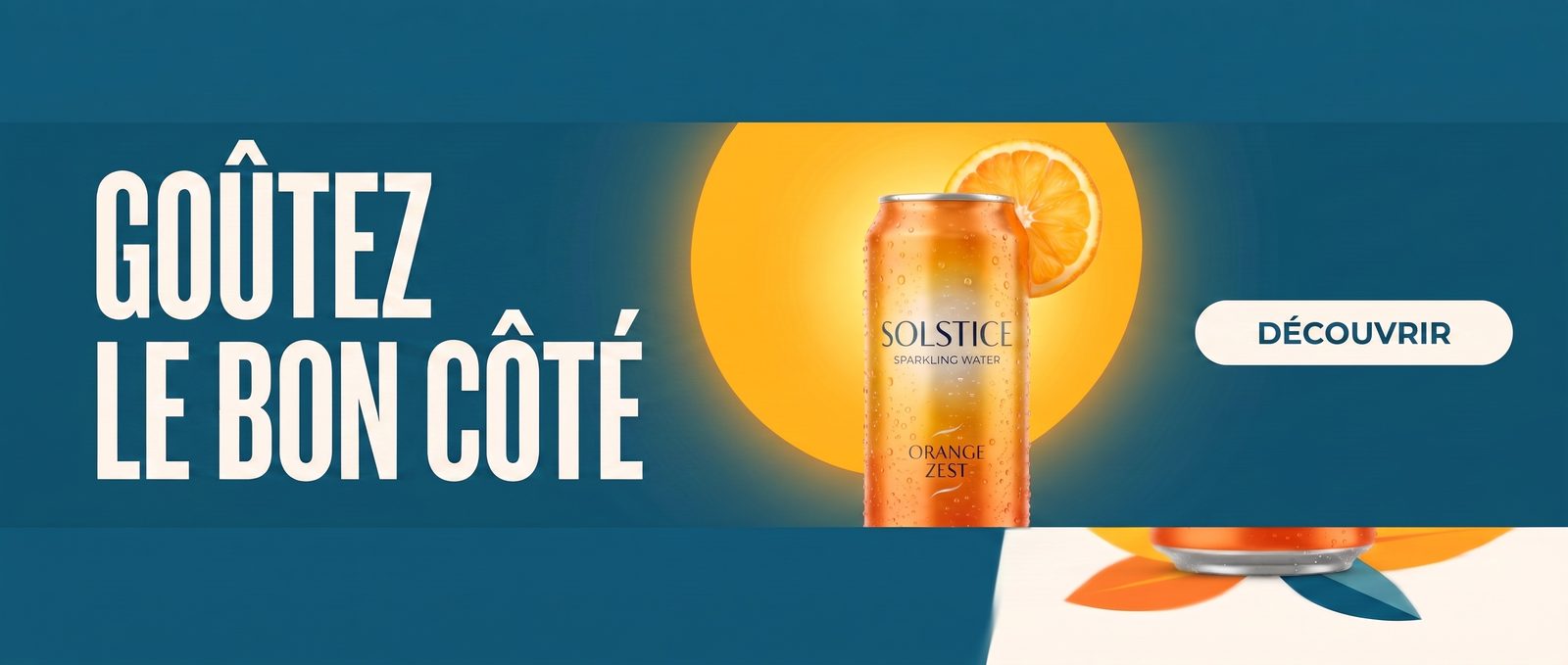 La même campagne de boisson remise en page en fine bannière leaderboard de 728×90