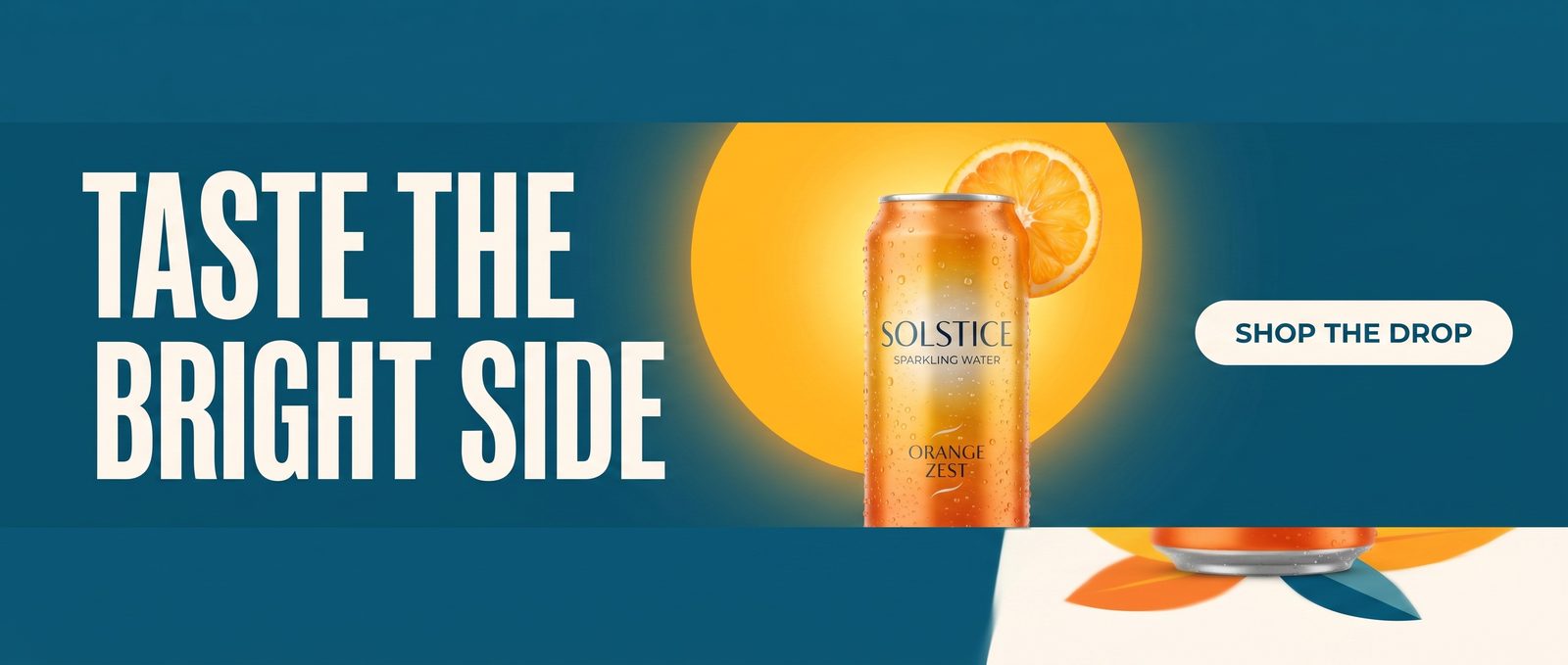 The same drink campaign re-laid out as a slim 728×90 leaderboard banner