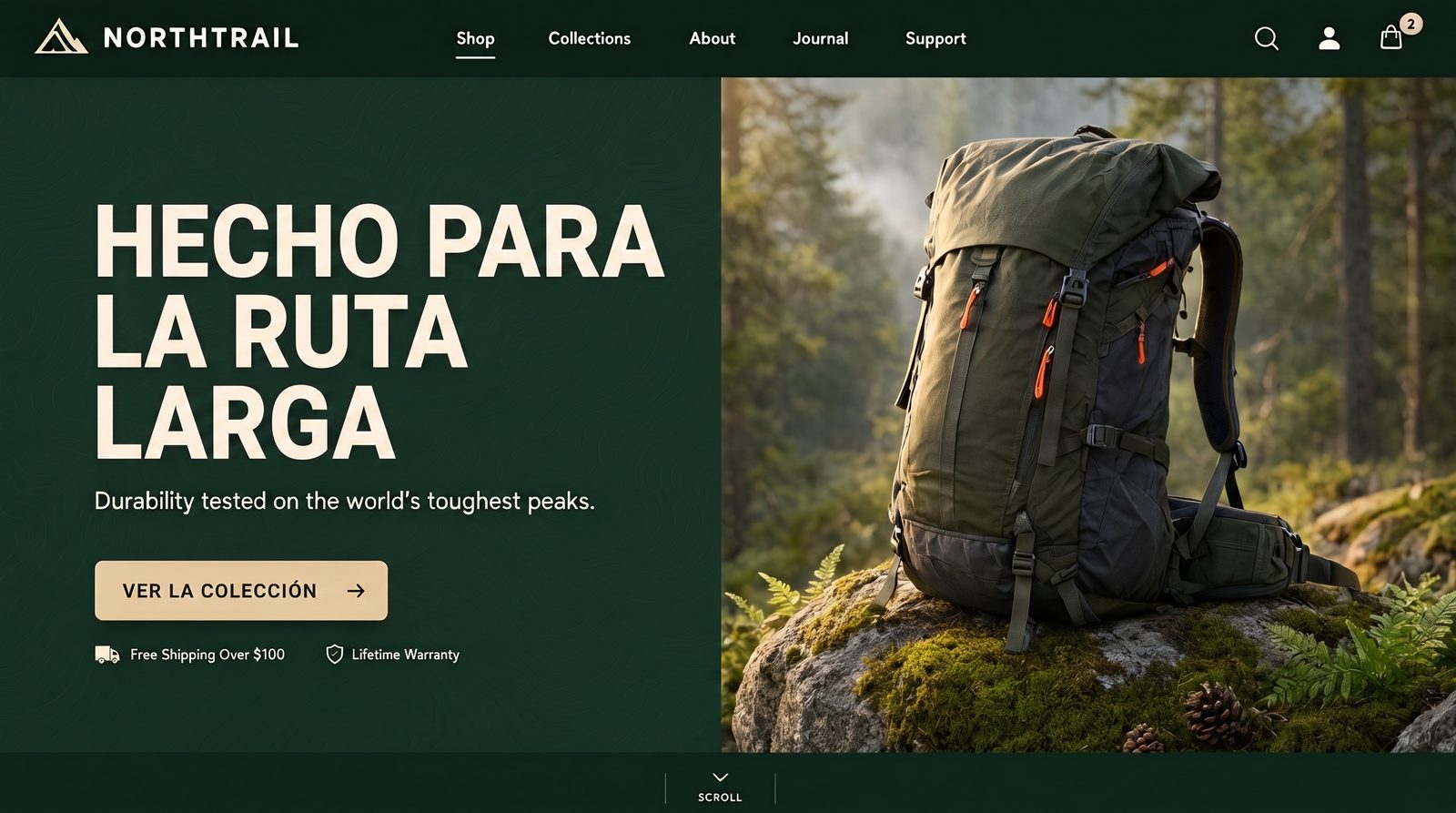 Diseño de banner hero de web abierto en un editor con el titular seleccionado como capa de texto