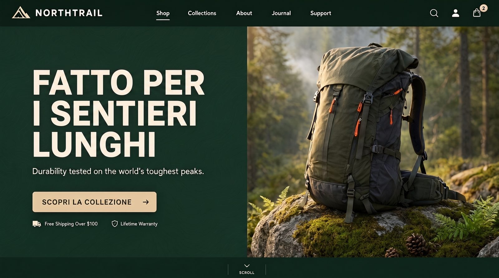 Design di banner hero per sito aperto in un editor, con il titolo selezionato come livello di testo
