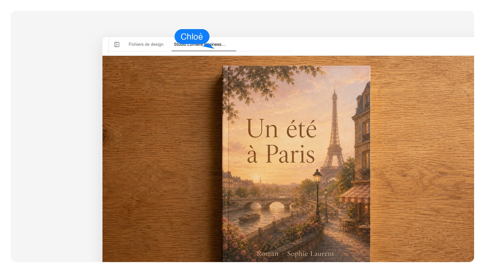 Couverture de romance générée par IA, avec le titre signalé comme calque de texte éditable et le visuel comme calque d'image séparé