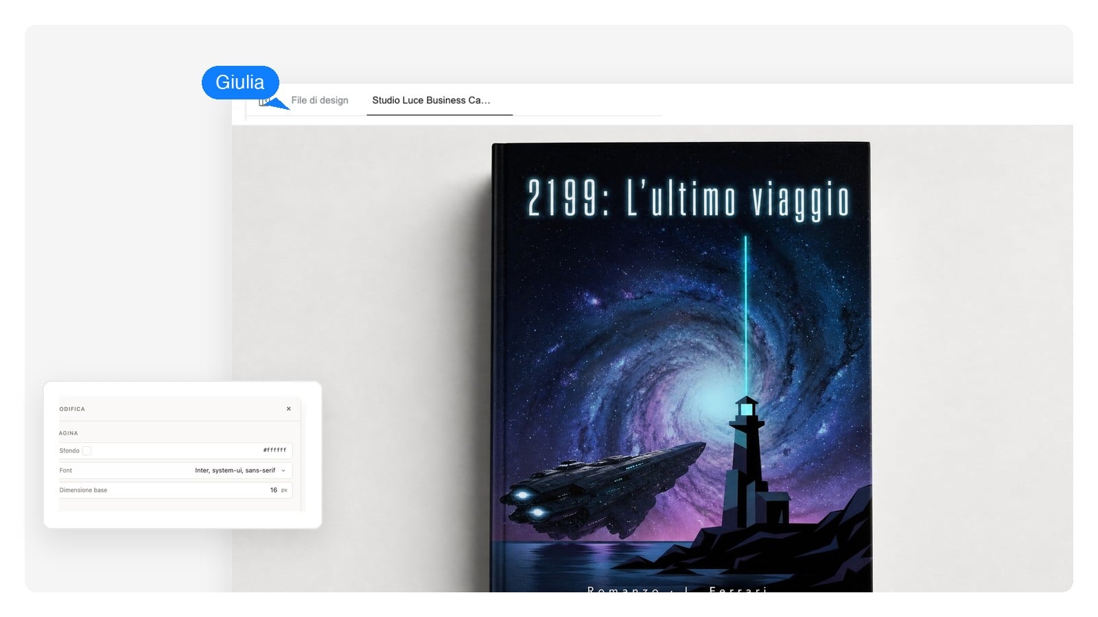 Serie con un sistema condiviso — Creare copertina libro con l'AI