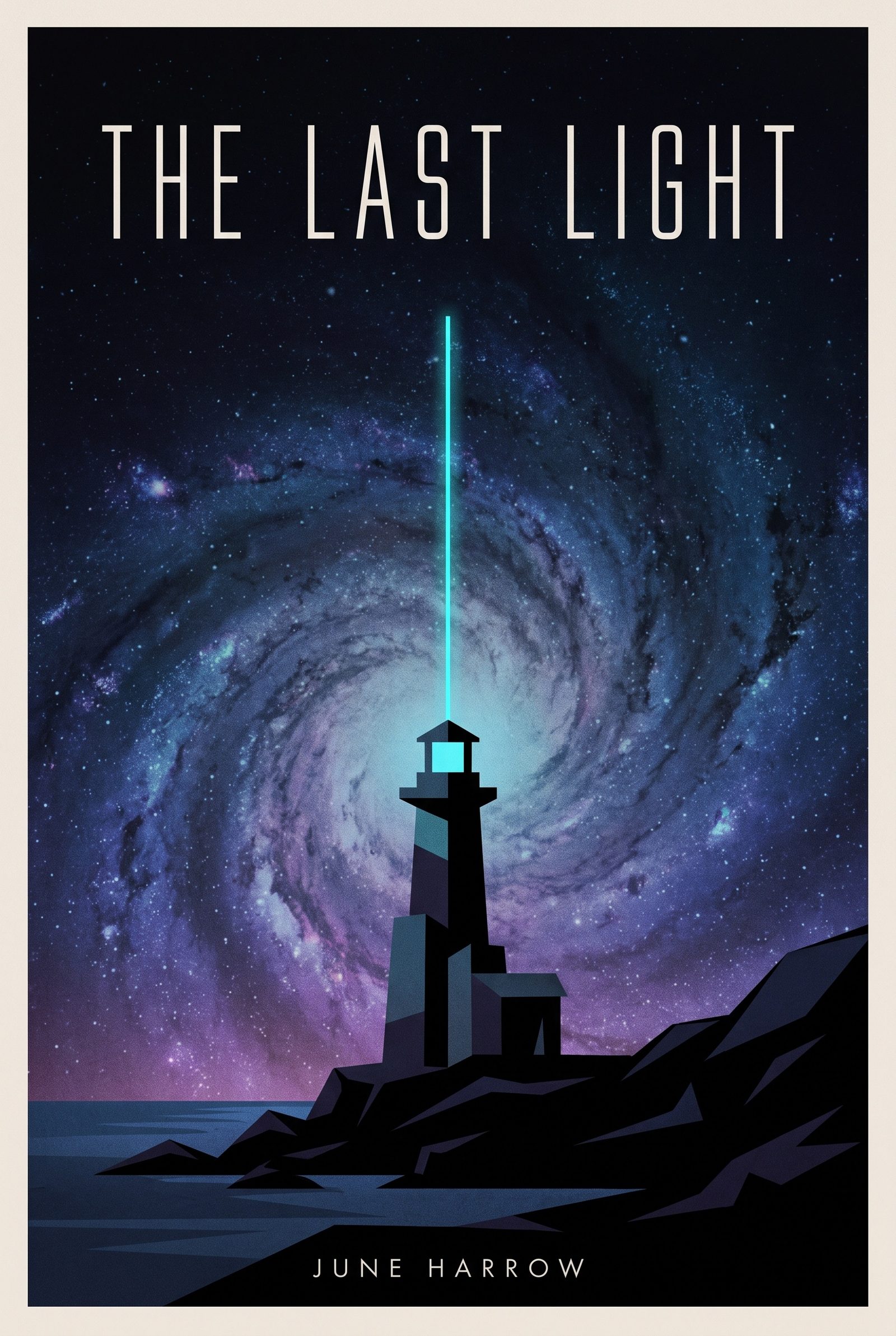 Sci-fi direction of 'The Last Light' book cover — deep-space palette with geometric title type