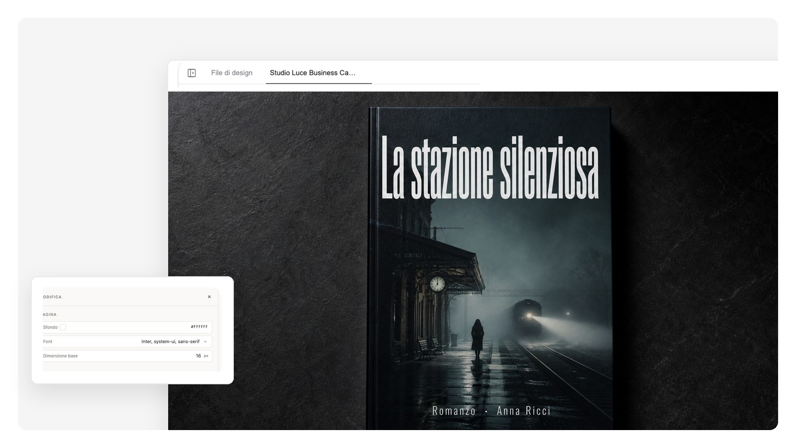 Direzione thriller della copertina di 'The Last Light' — palette scura di nebbia con titolo condensato e deciso