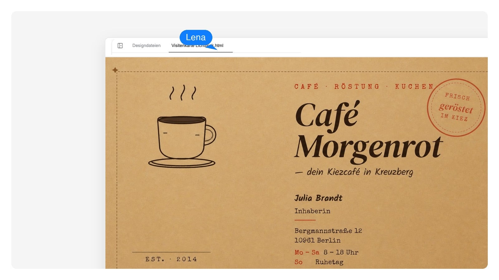 Café & Gastronomie — Visitenkarten erstellen mit KI