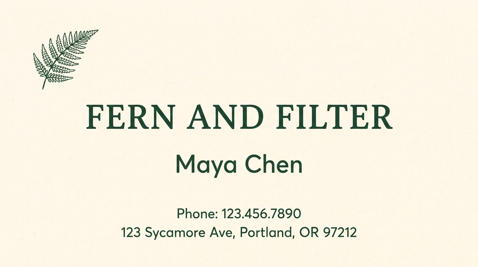 Café & food — AI Business Card Generator