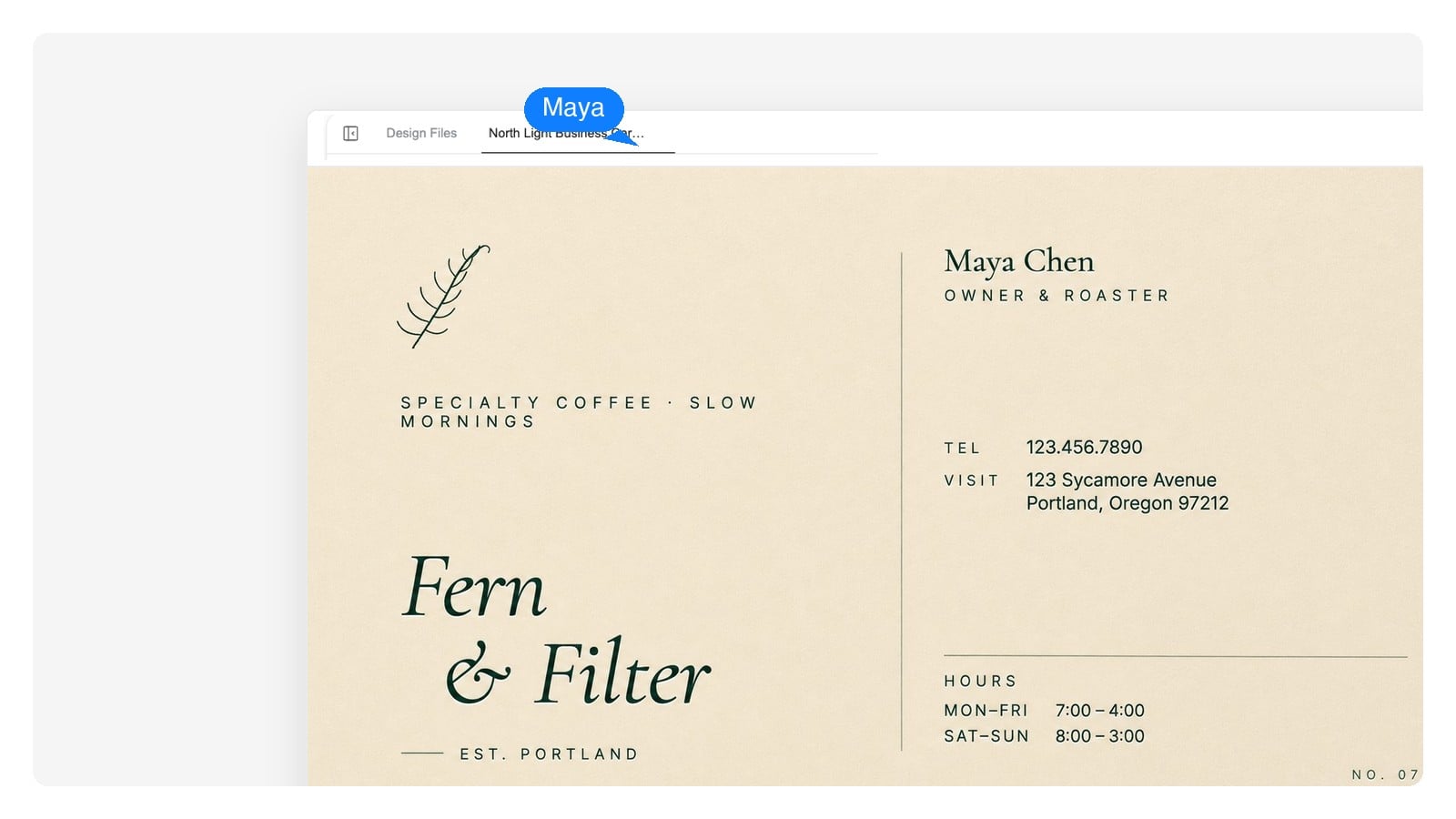 Café & food — AI Business Card Generator