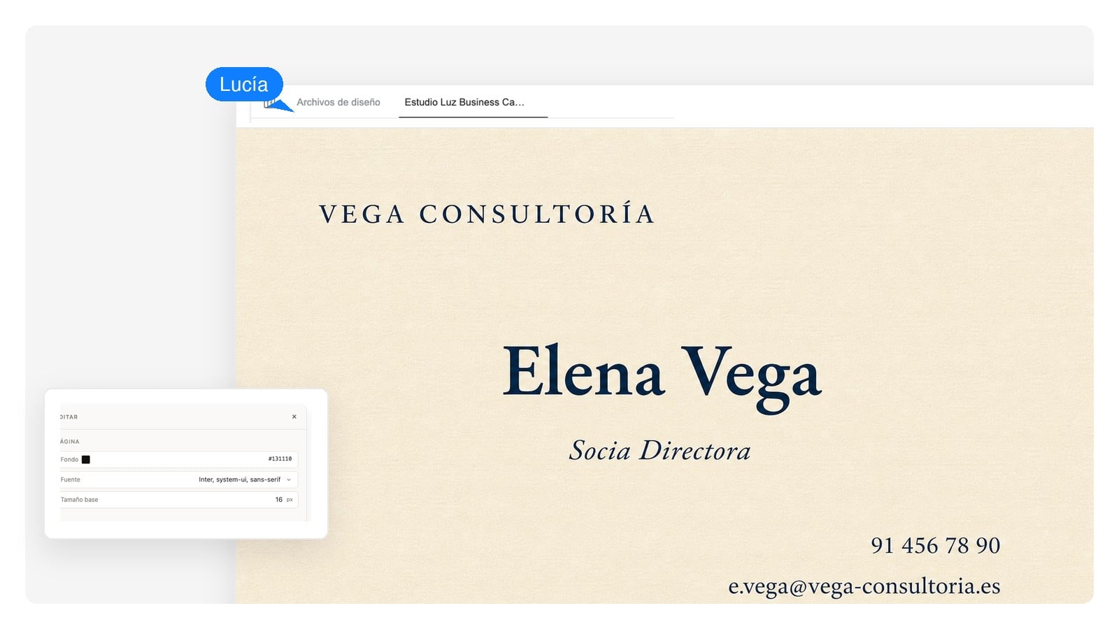 Consultoría — Generador de tarjetas de visita con IA