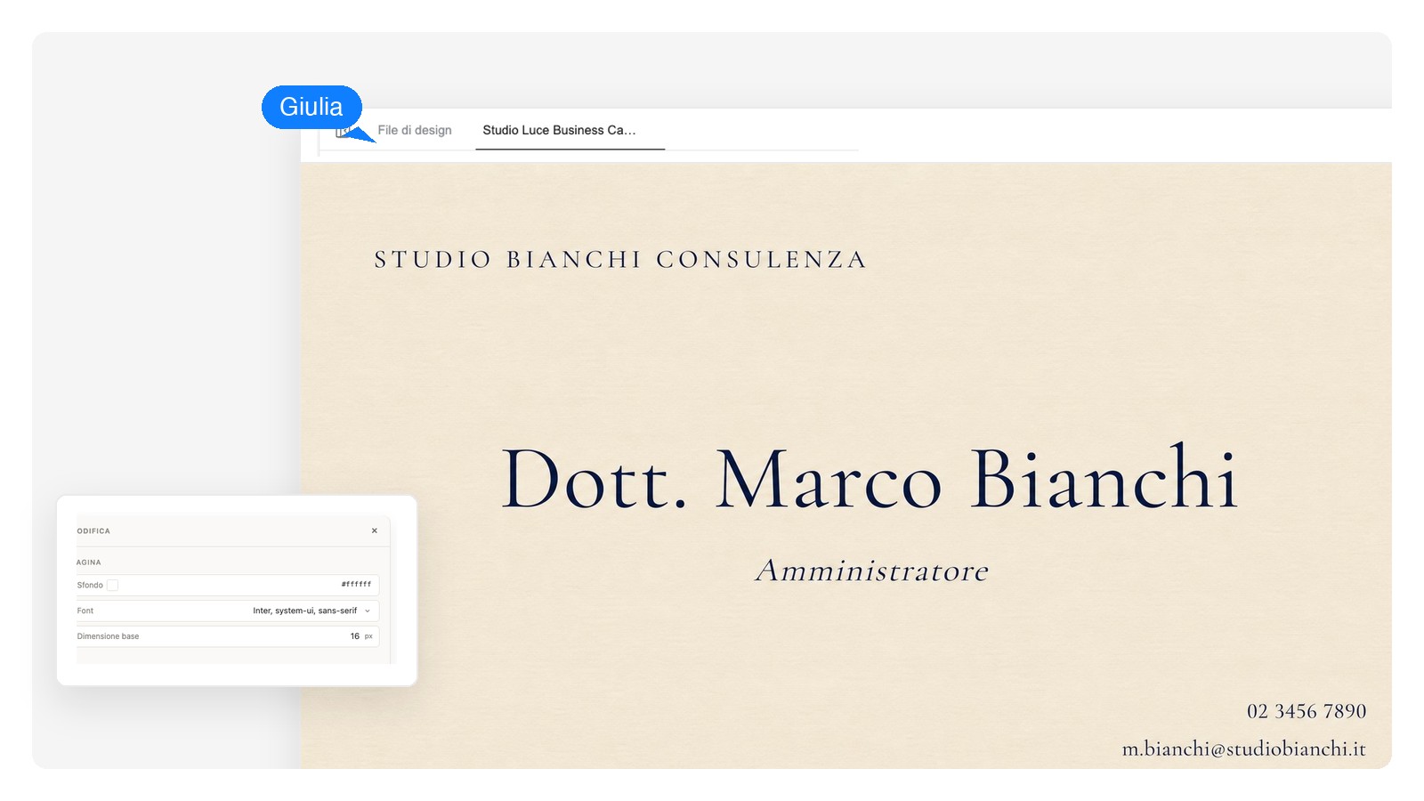Consulenza — Generatore AI di biglietti da visita