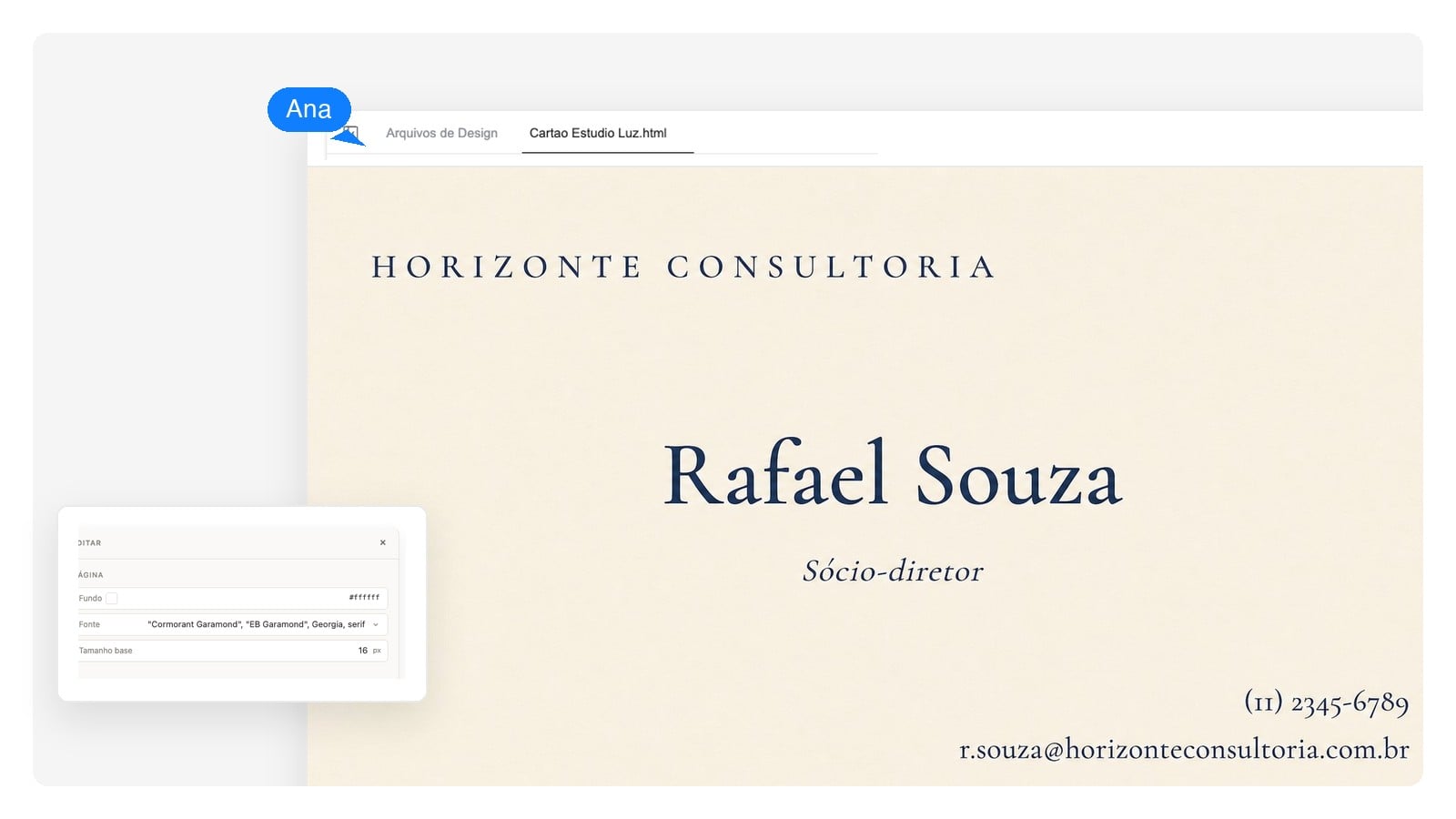 Consultoria — Criar cartão de visita com IA