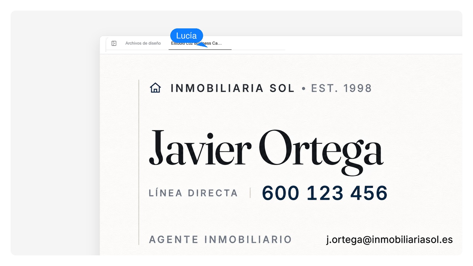 Inmobiliaria — Generador de tarjetas de visita con IA