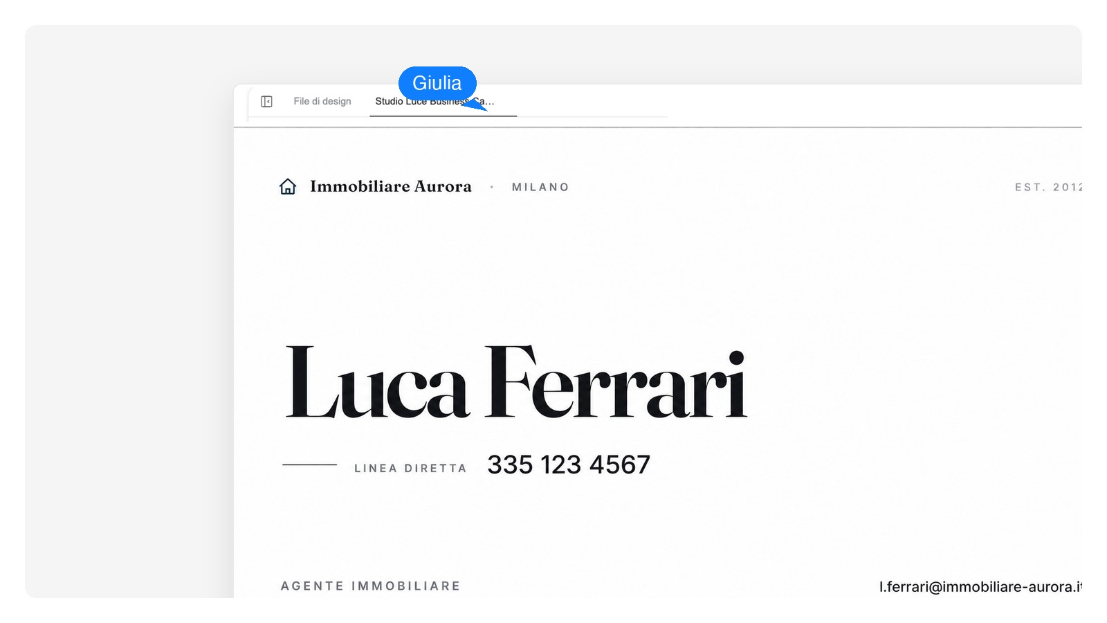 Immobiliare — Generatore AI di biglietti da visita
