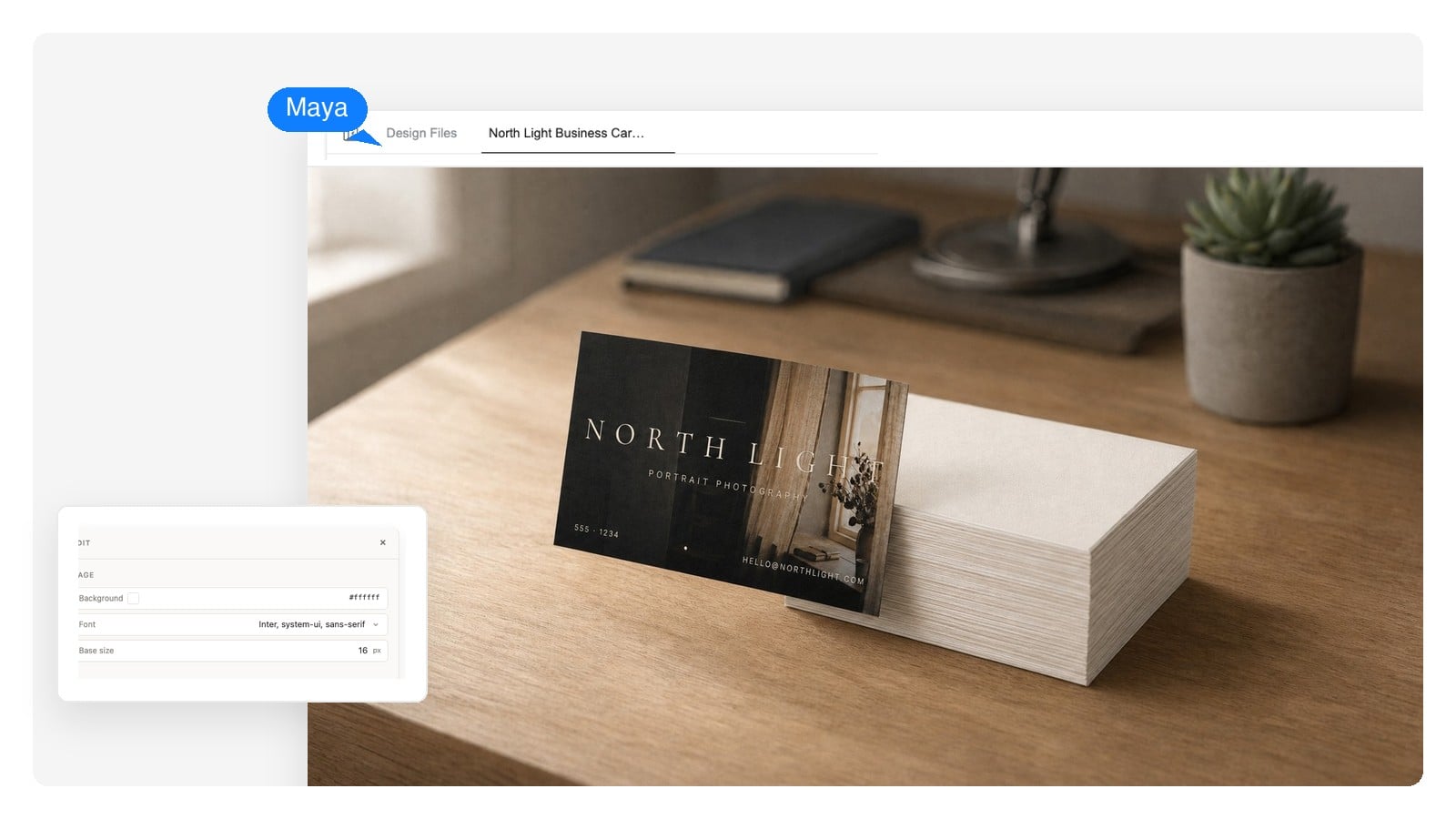A stack of freshly printed business cards on a desk